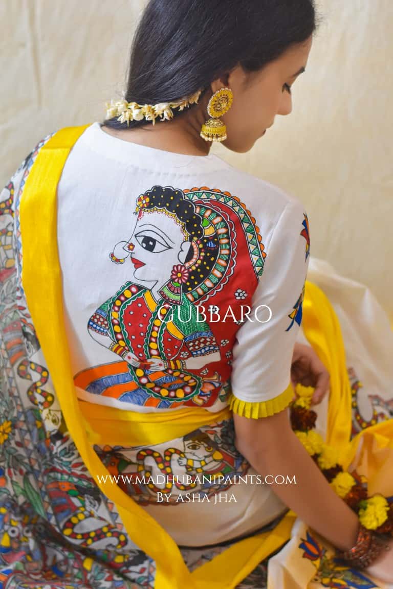 'UTSAV' Handpainted Madhubani Cotton Blouse — image 5 of 8