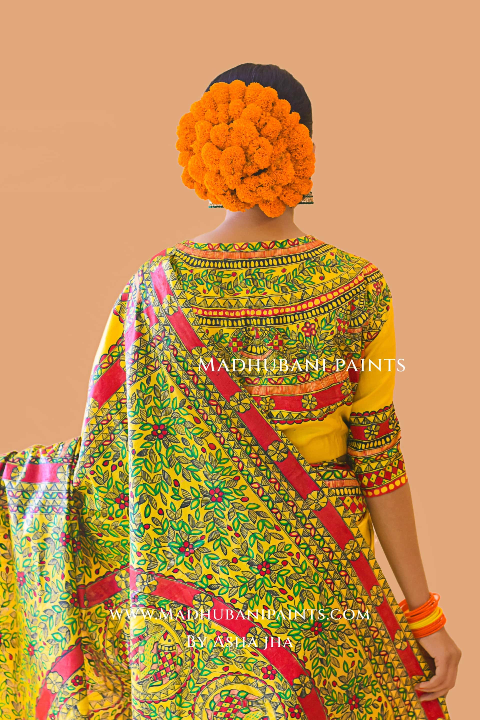 MATSYA SANGAM Hand-painted Madhubani Tussar Silk Saree Blouse Set — image 12 of 34
