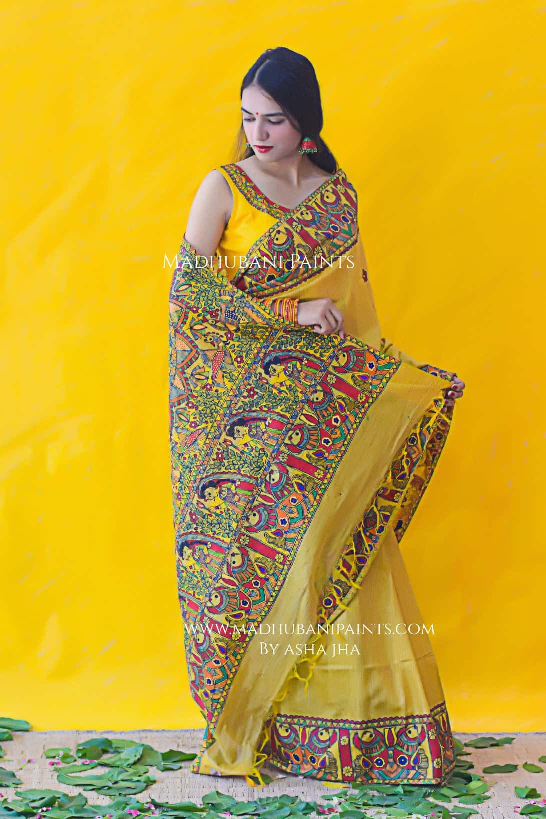 SUBH VIVAAH Hand-painted Madhubani Chanderi Saree — image 7 of 7