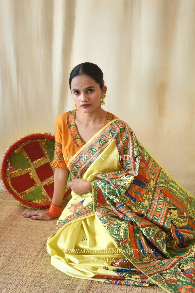 'SHAADI VIDDHI' Handpainted Madhubani Tussar Silk Blouse — image 3 of 7