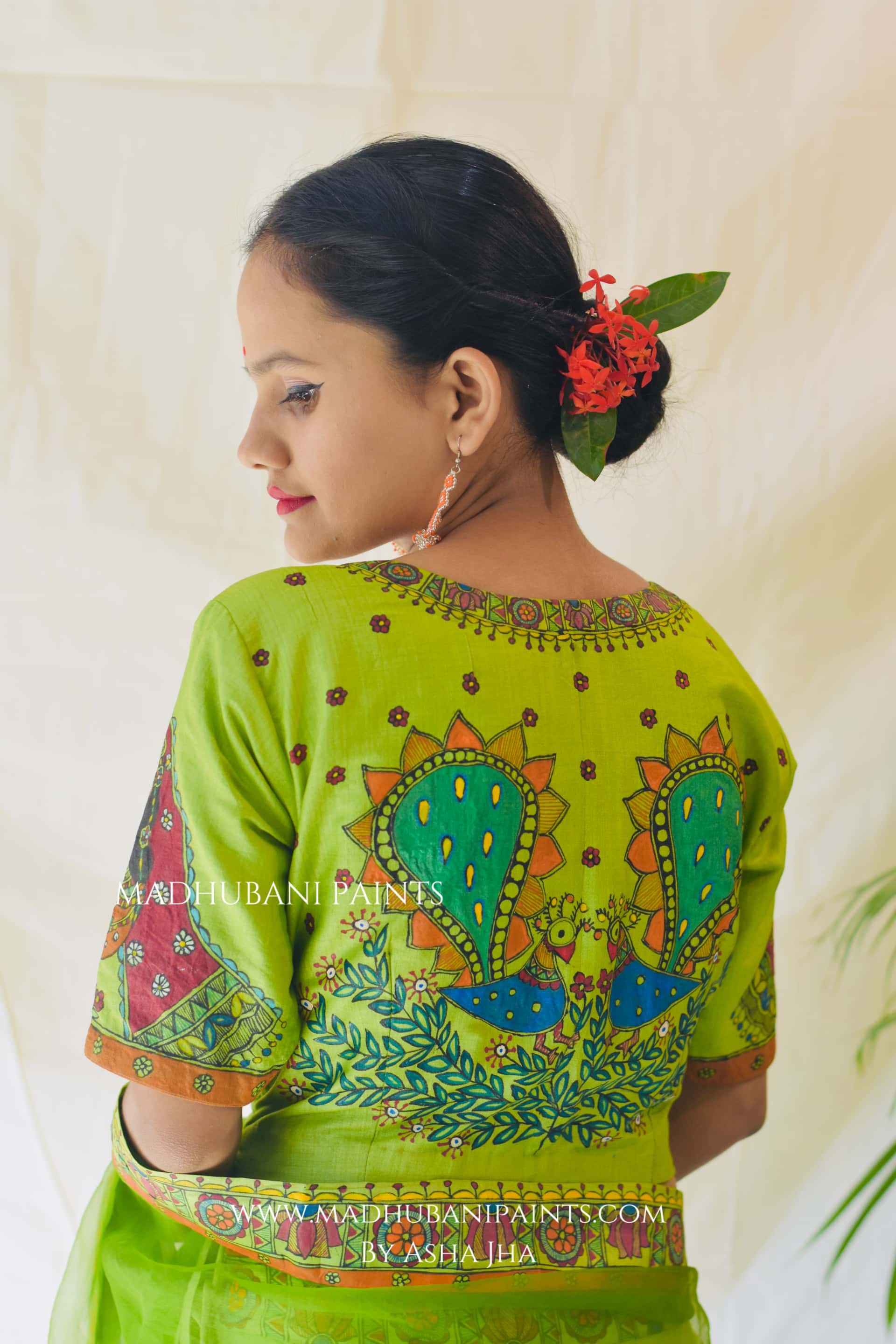 MEHNDI KA RANG Hand-painted Madhubani Lehnga — image 10 of 18