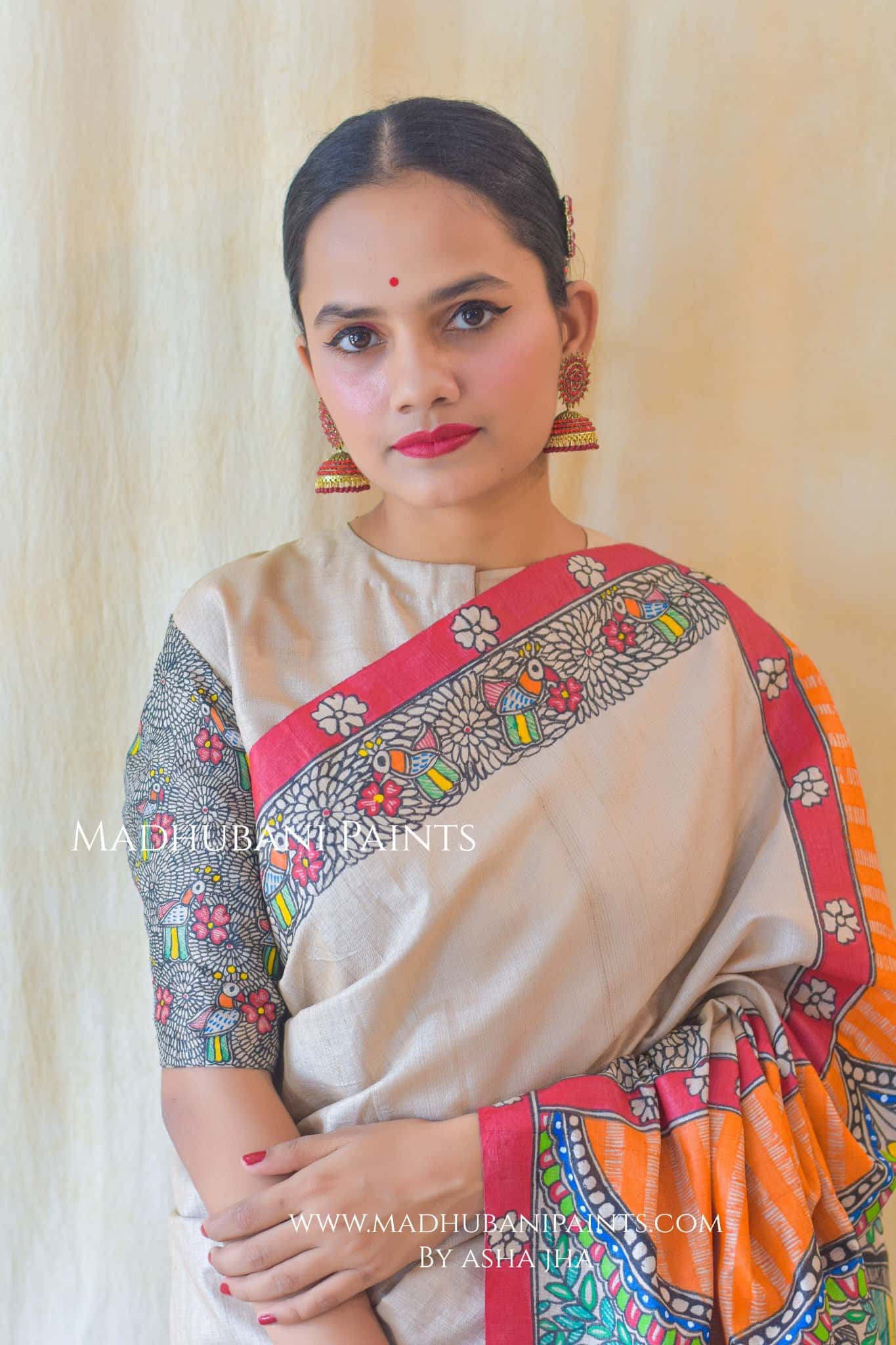 RAM SITA SWAYAMBAR Hand-painted Tusaar Silk Saree — image 3 of 6