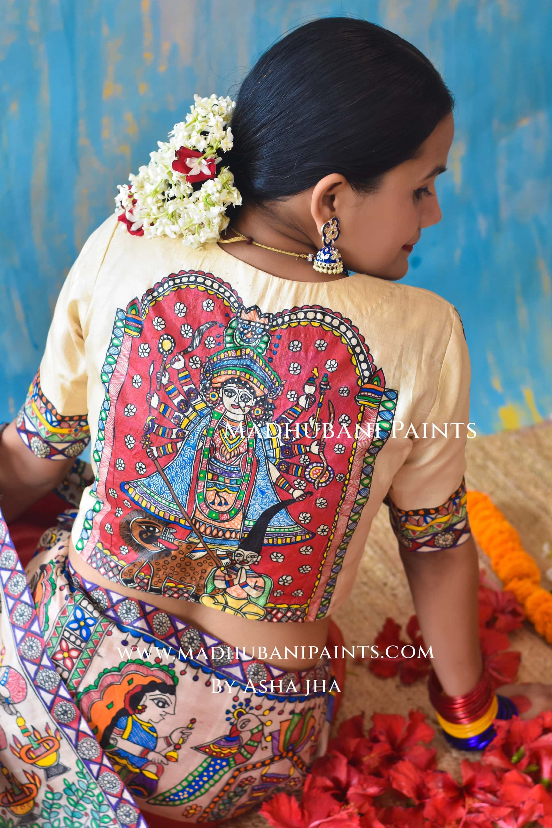 PARMESHWARI Hand-painted Madhubani Tussar Silk Blouse — image 2 of 4