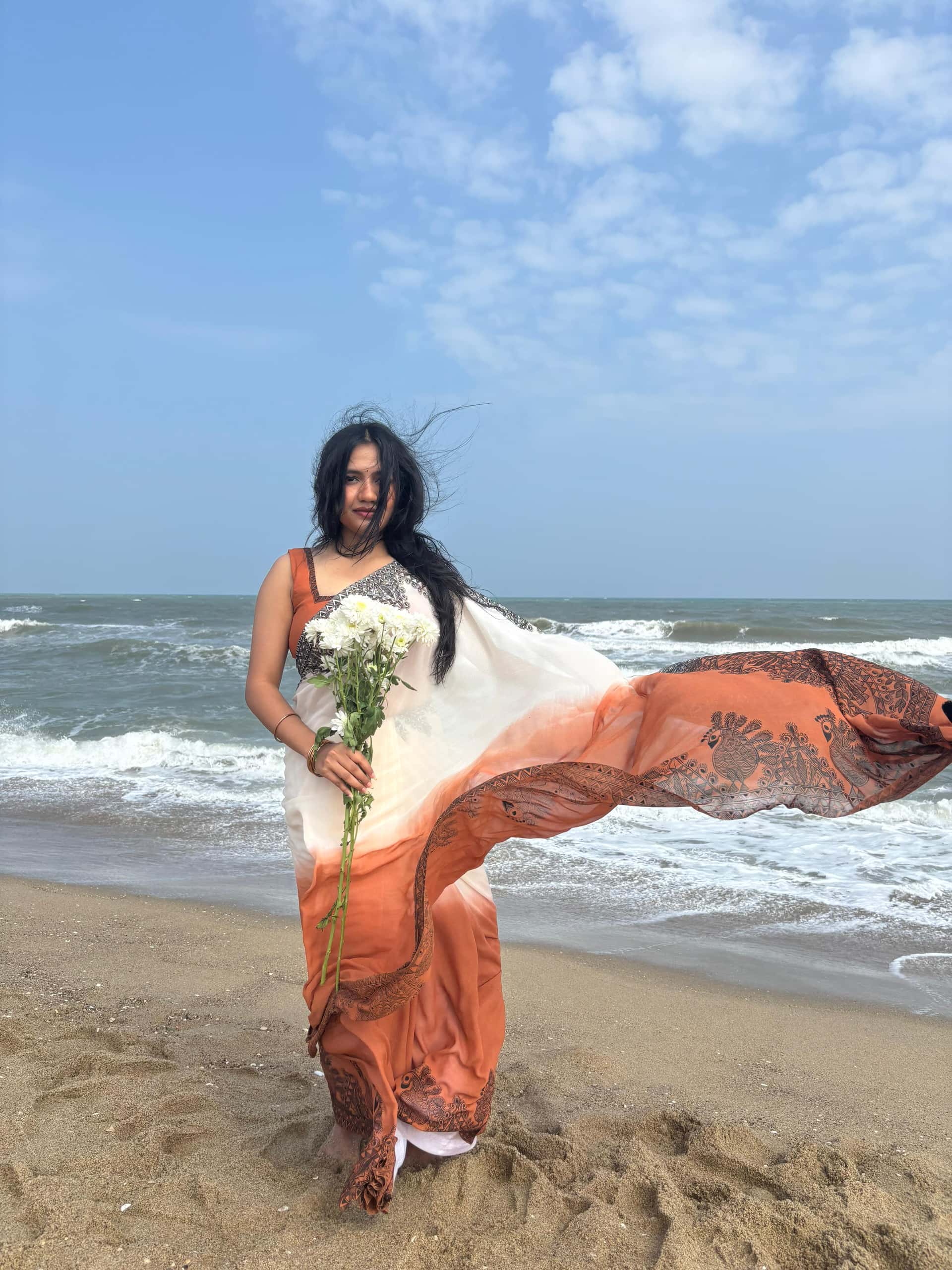 KASTURI Handpainted Madhubani Georgette Saree — image 7 of 8
