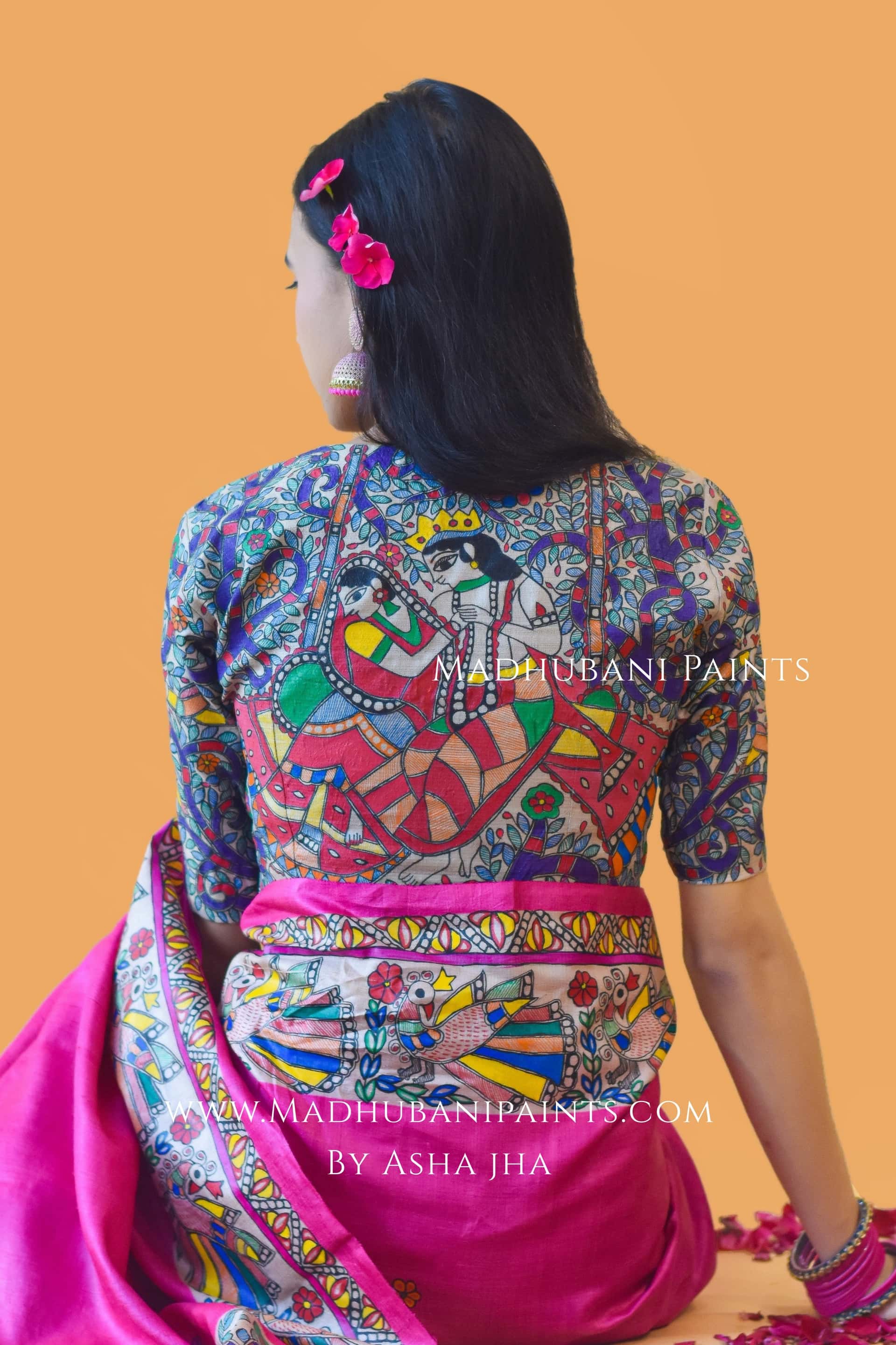 RAAS LEELA Hand-painted Madhubani Tussar Silk Saree — image 6 of 7