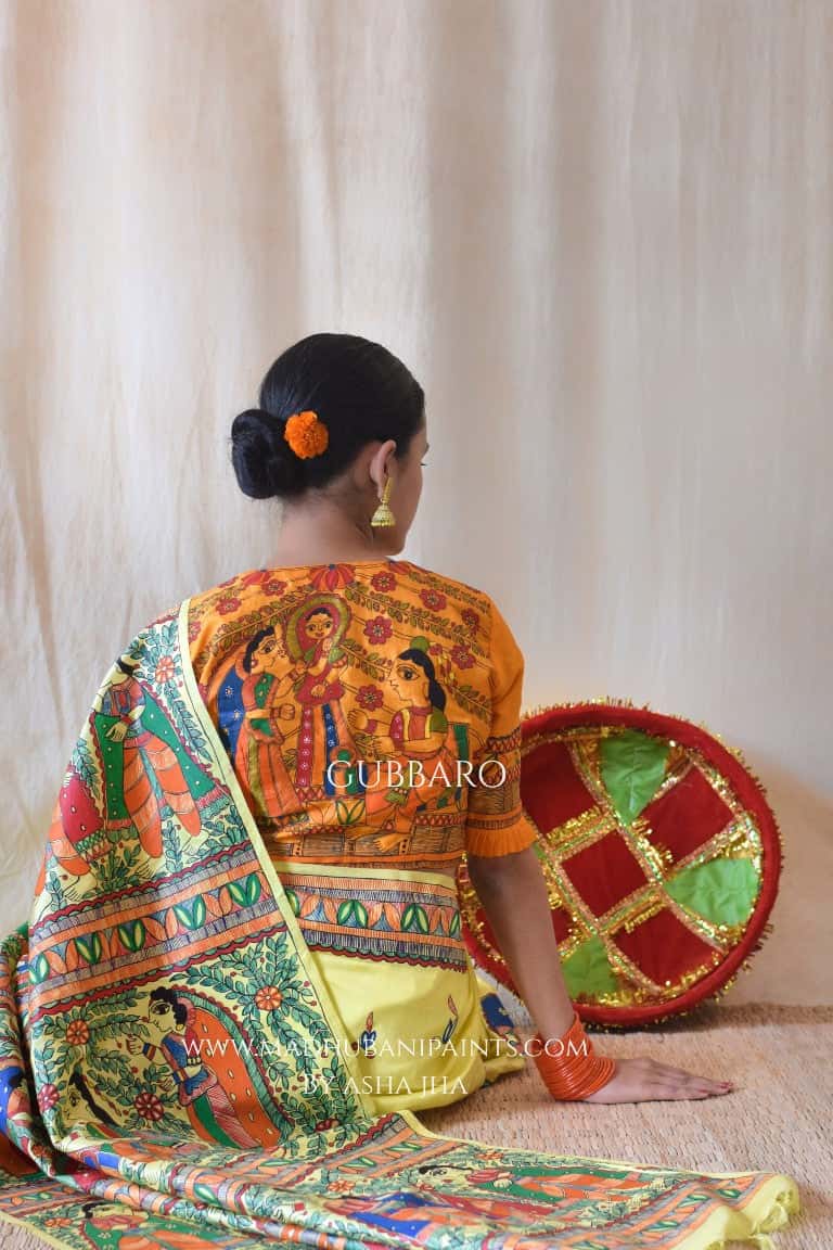 'SHAADI VIDDHI' Handpainted Madhubani Tussar Silk Blouse — image 6 of 7