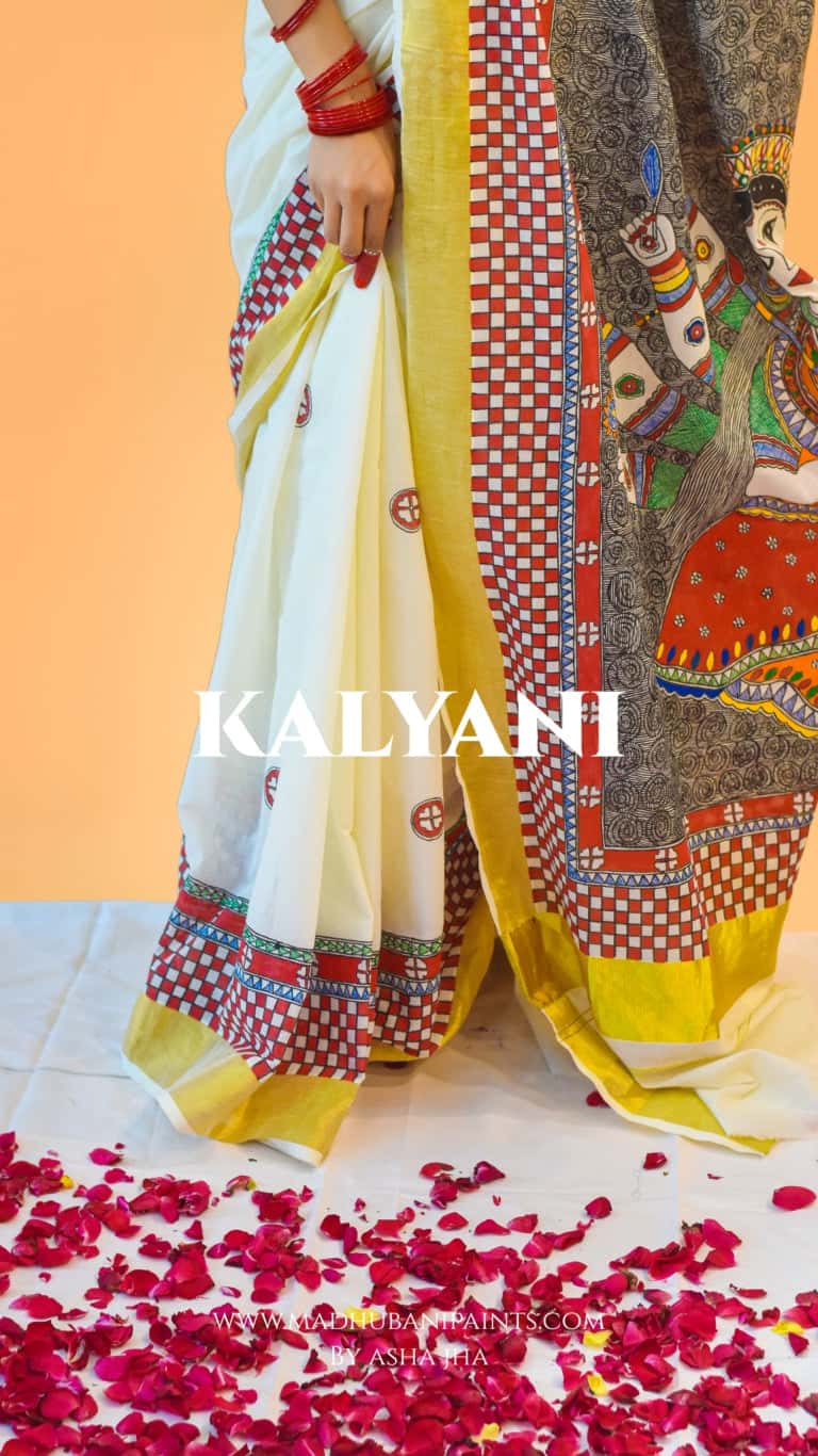 'KALYANI' Handpainted Cotton Saree — image 9 of 9