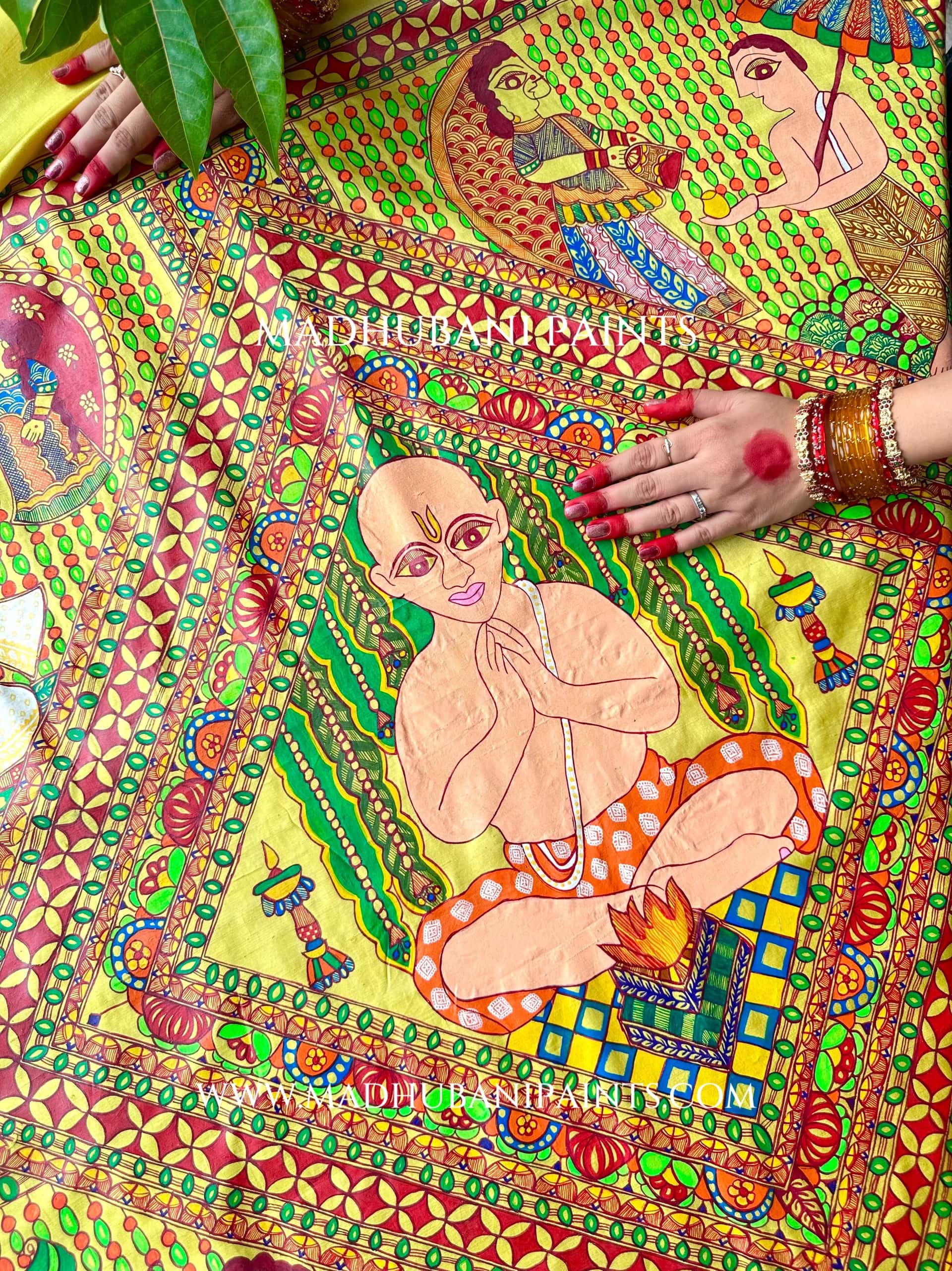 UPNAYAN Hand-painted Madhubani Tussar Silk Family Set — image 5 of 18