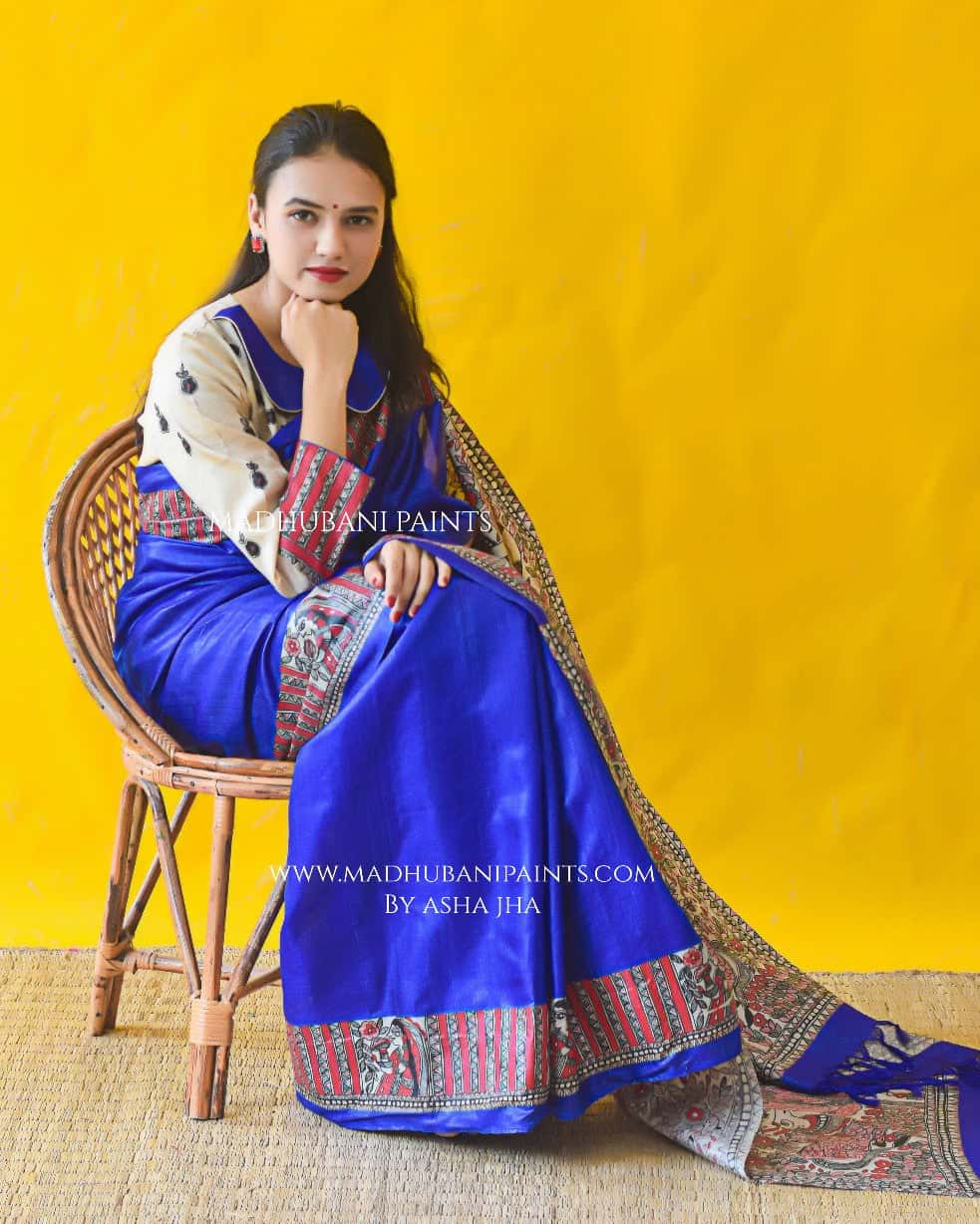 BHAGWATI Hand-painted Tussar Silk Saree Blouse Set — image 3 of 8