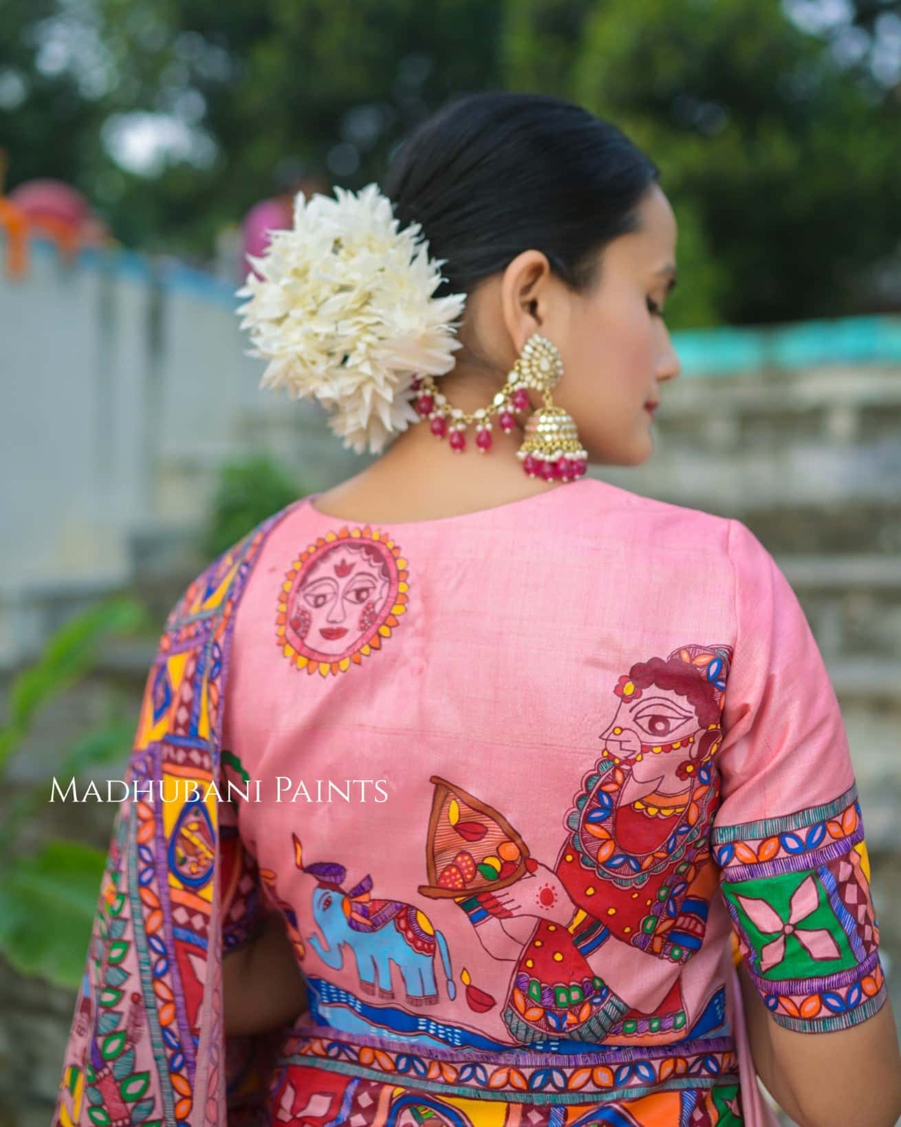 VRATI VANDANA Chhath Puja Handpainted Madhubani Tussar Silk Saree Blouse Set — image 12 of 12