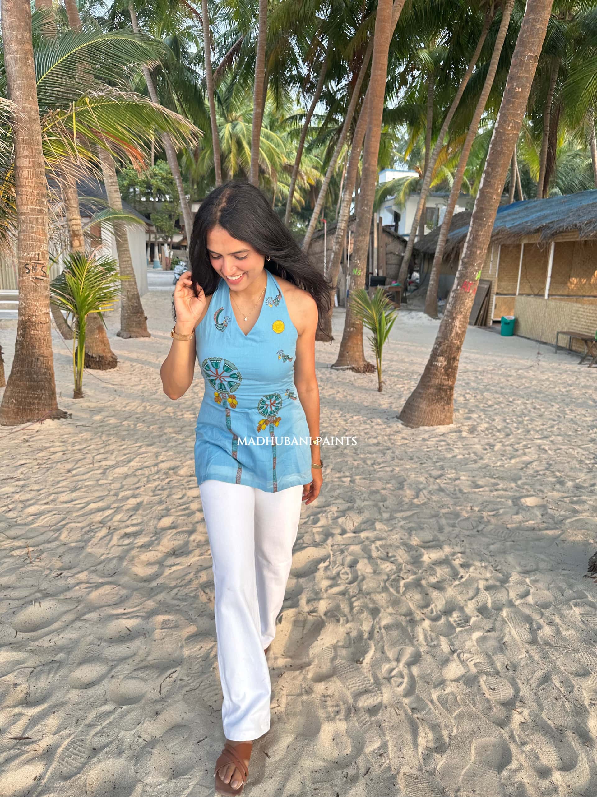 Coconut Tree Hand-Painted Madhubani Top — image 2 of 5