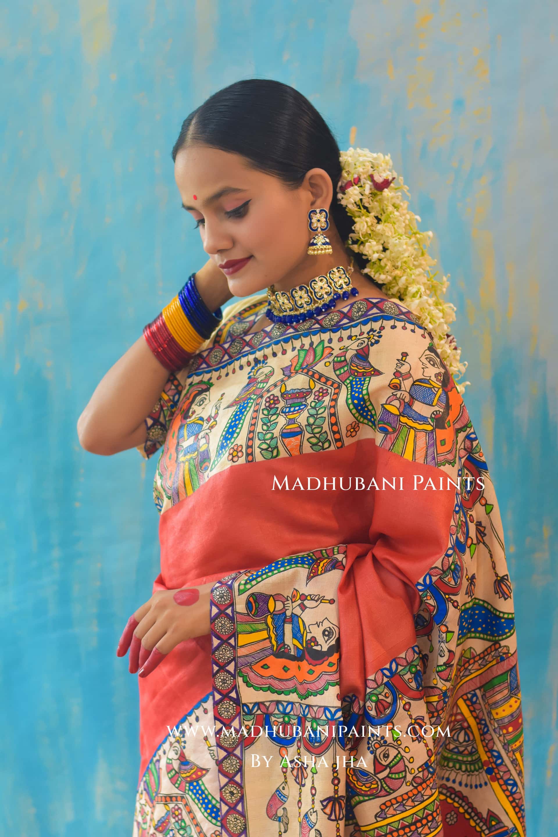 PARMESHWARI Hand-painted Tussar Silk Saree Blouse Set — image 3 of 11