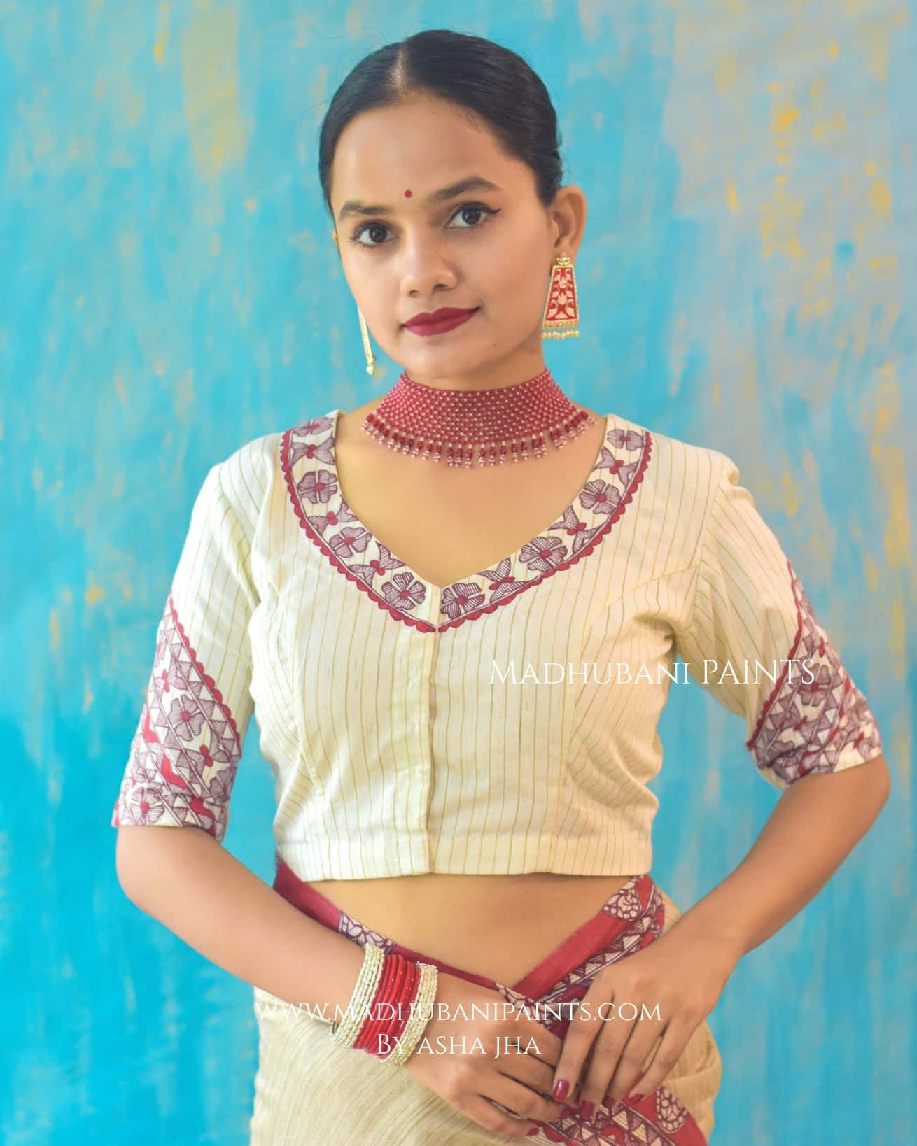 LAAL GUDIYA Hand-painted Madhubani Chanderi Blouse — image 4 of 6