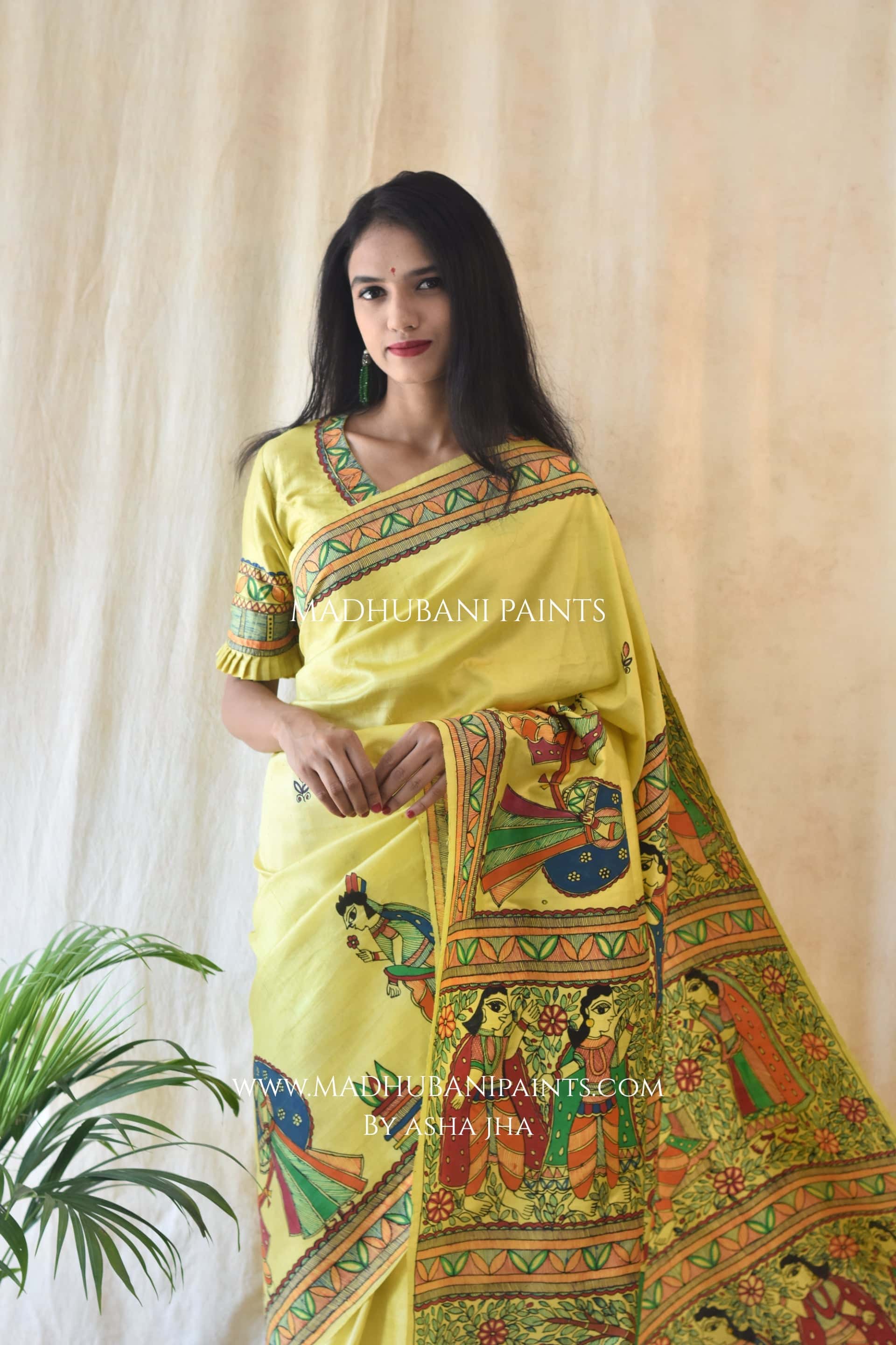 'CHUMAUN' Handpainted Madhubani Bishnupuri Silk Blouse — image 4 of 5