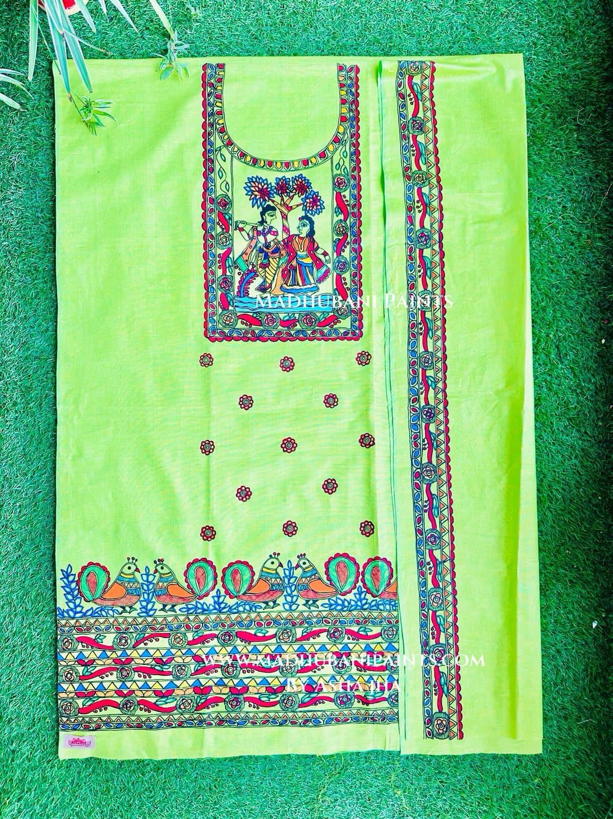 Radha Raman Hand painted Unstitched Cotton Suit Set — image 3 of 3