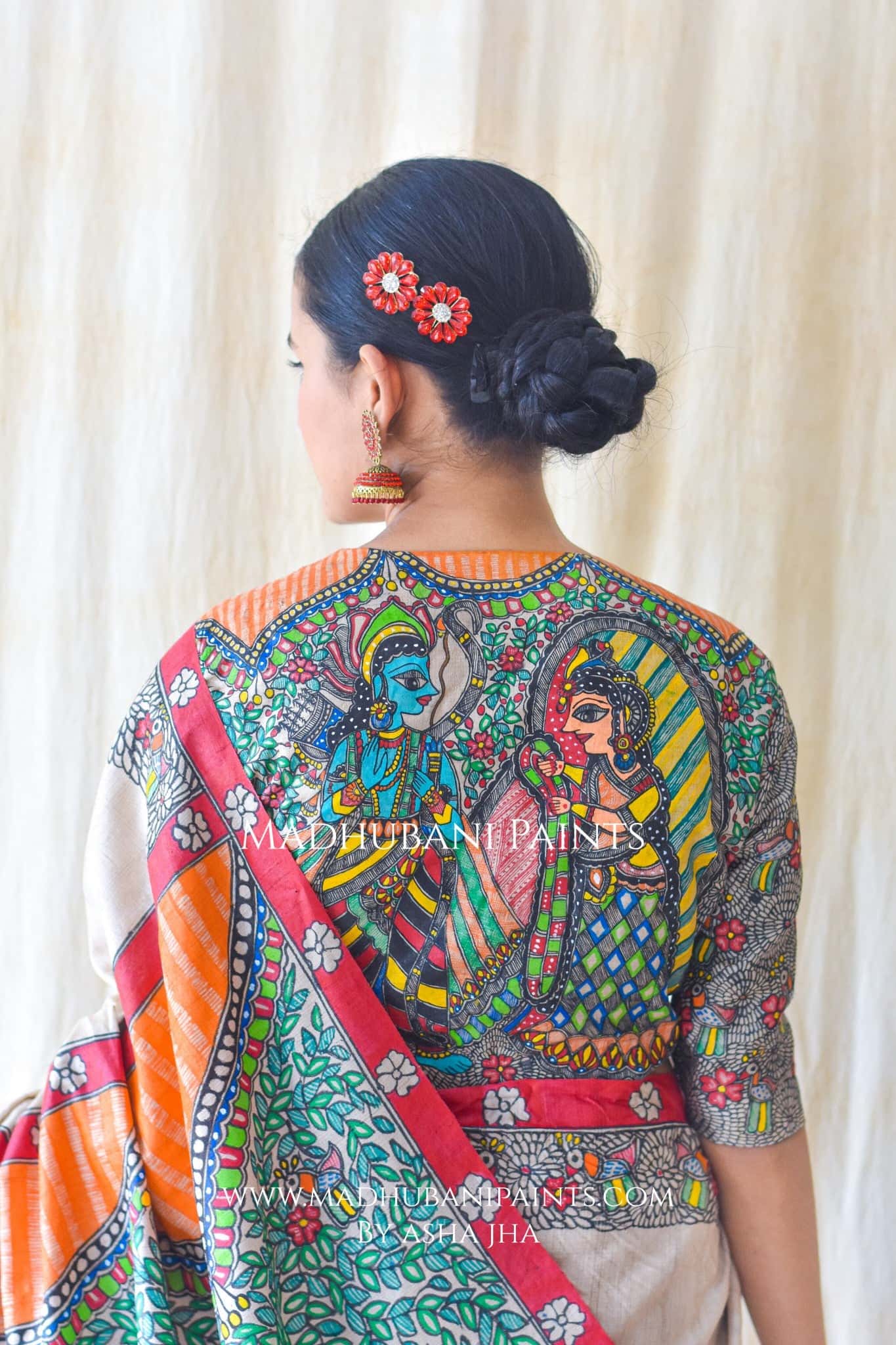 RAM SITA SWAYAMBAR Hand-painted Tusaar Silk Blouse — image 2 of 7