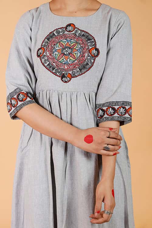 'Mandara' Handpainted Madhubani Dress — image 9 of 9