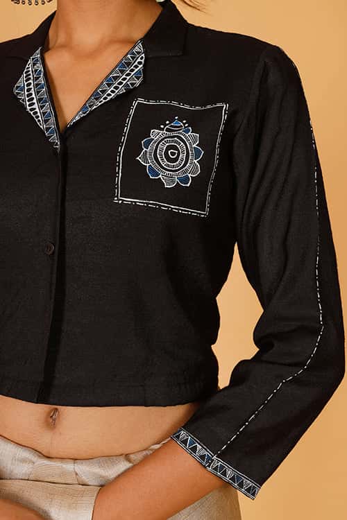 'Kurmaraja' Handpainted Madhubani  Cotton Blouse — image 2 of 7