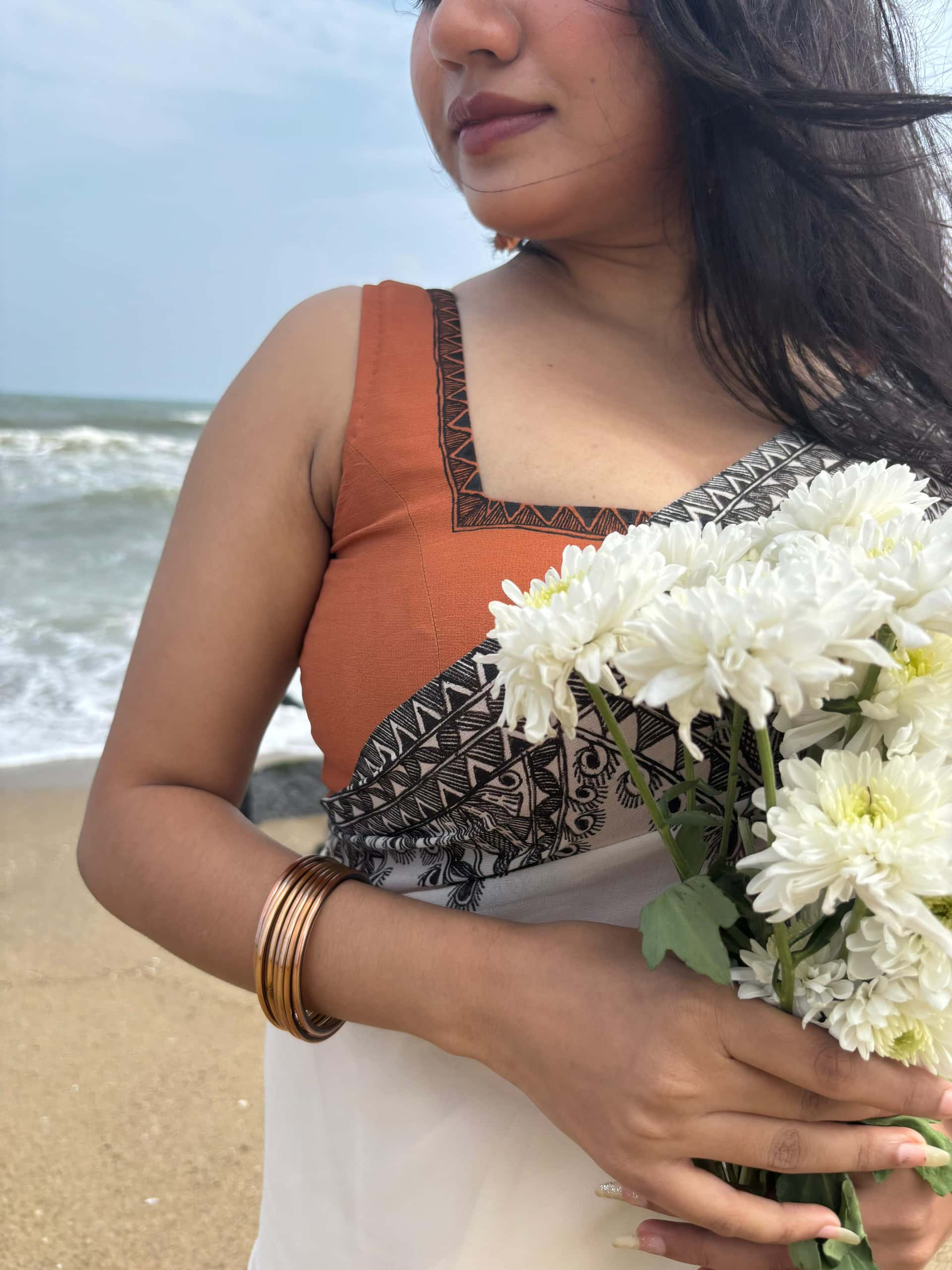 KASTURI Handpainted Madhubani Georgette Saree Blouse Set — image 4 of 10