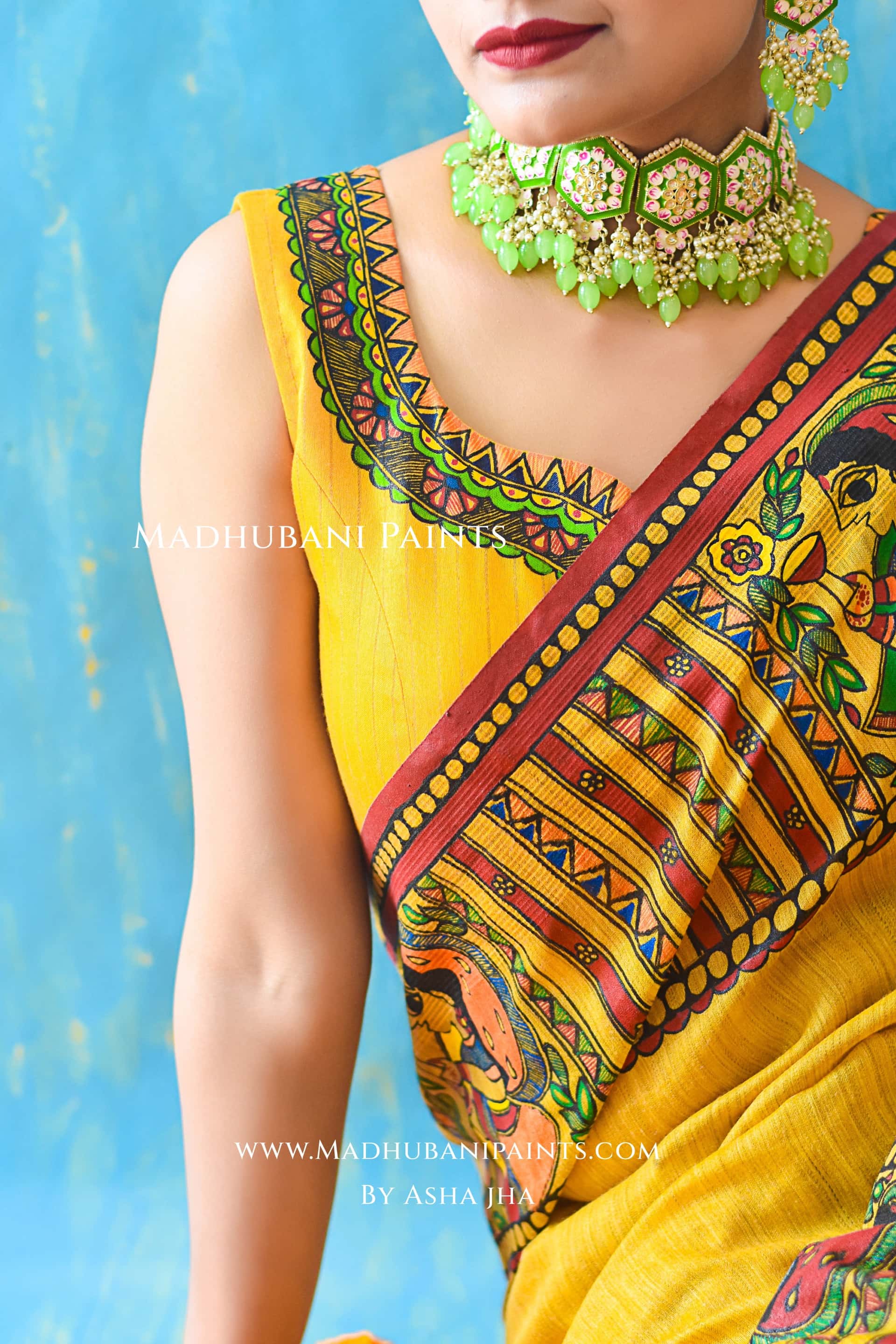 KAMESHWARI Madhubani Hand-painted Chanderi Silk Blouse — image 8 of 9