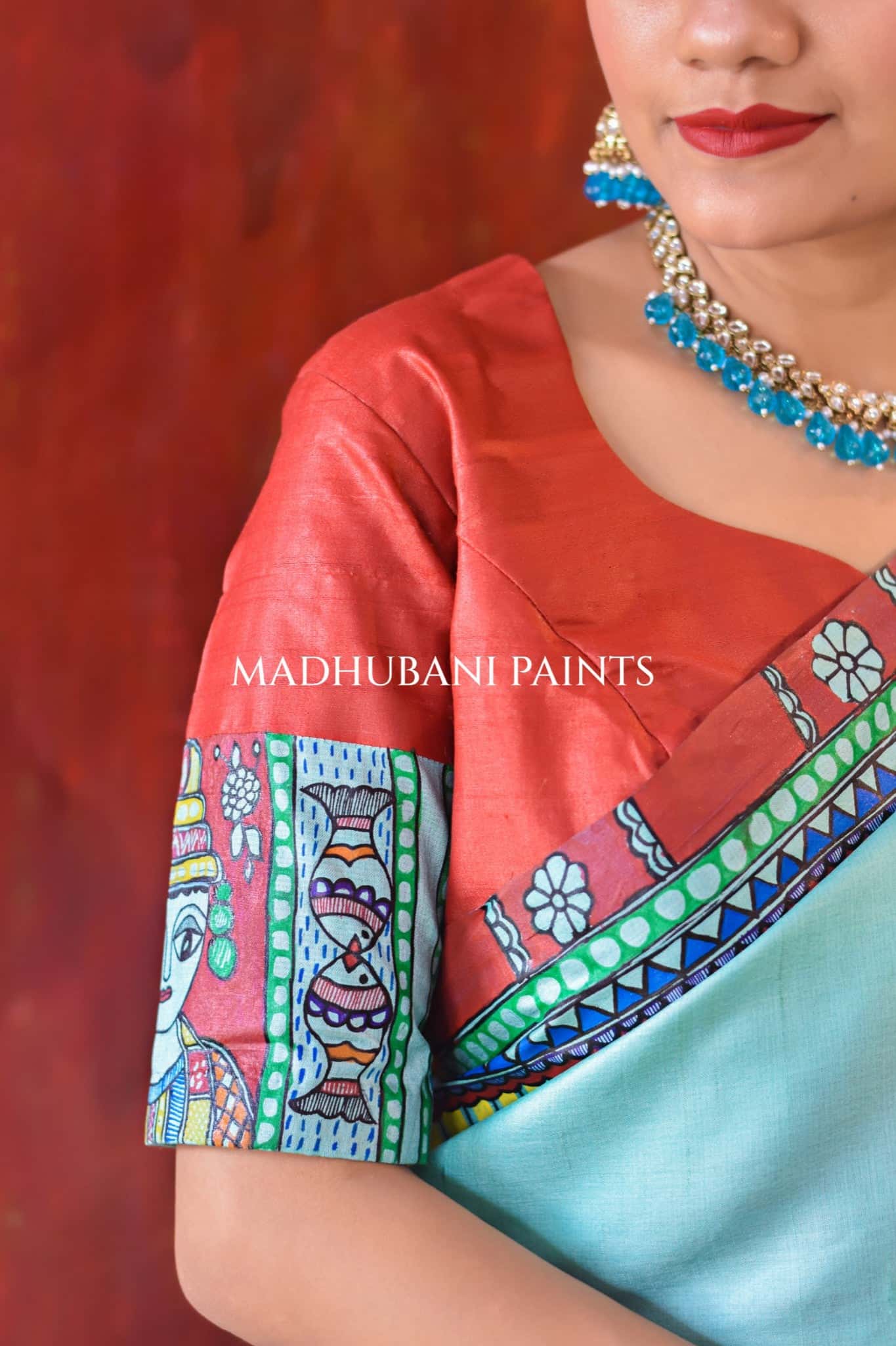 AASMANI MANGALYA Hand-painted Madhubani Tussar Silk Blouse — image 2 of 5