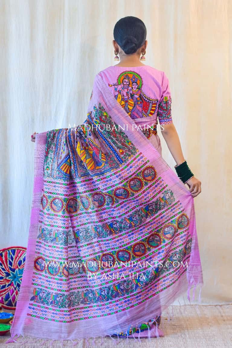 Hari Vatika Chanderi Handpainted Madhubani Saree — image 4 of 7