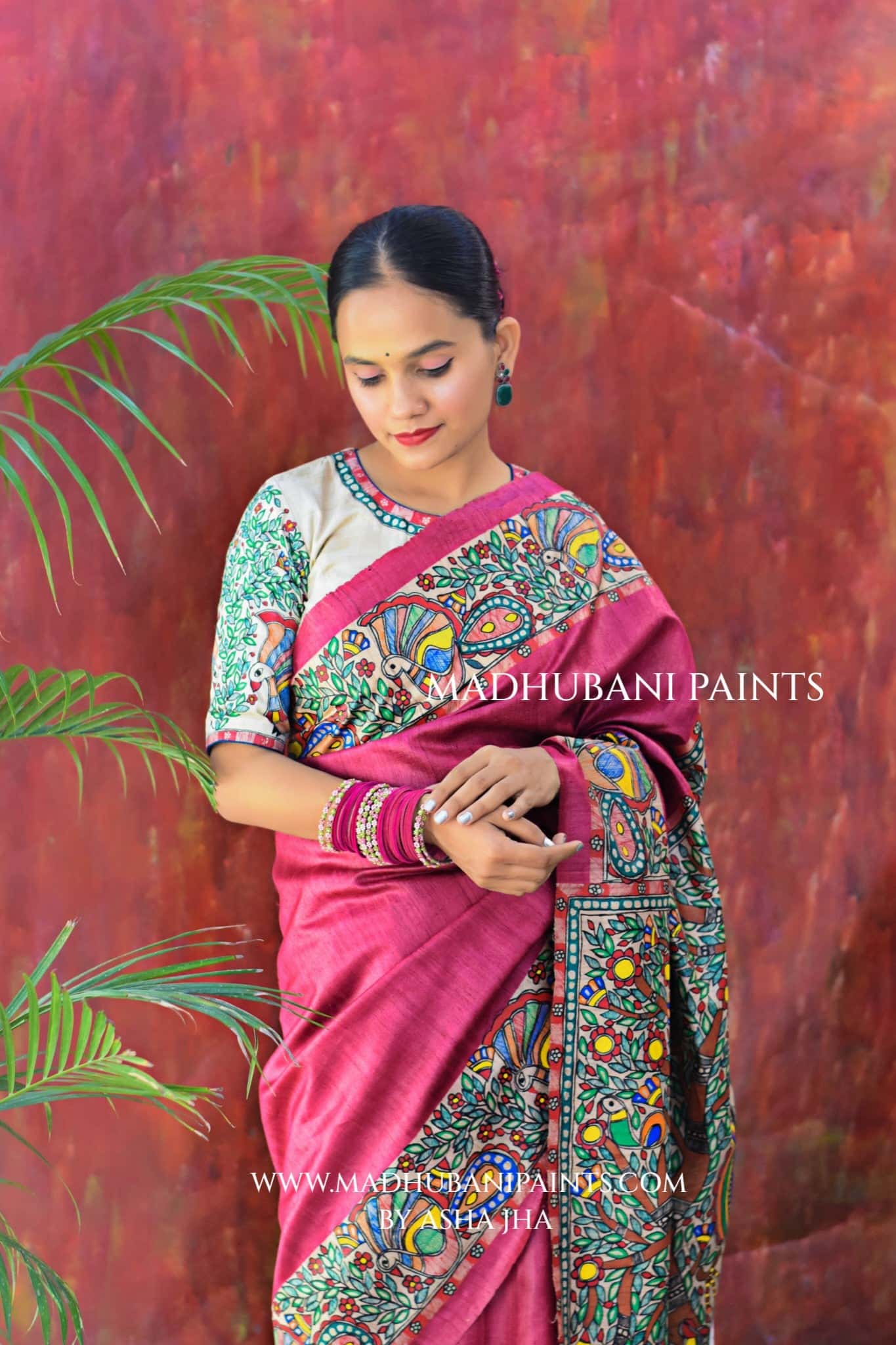 RASRAJ Hand-painted Madhubani Tussar Silk Saree — image 5 of 7