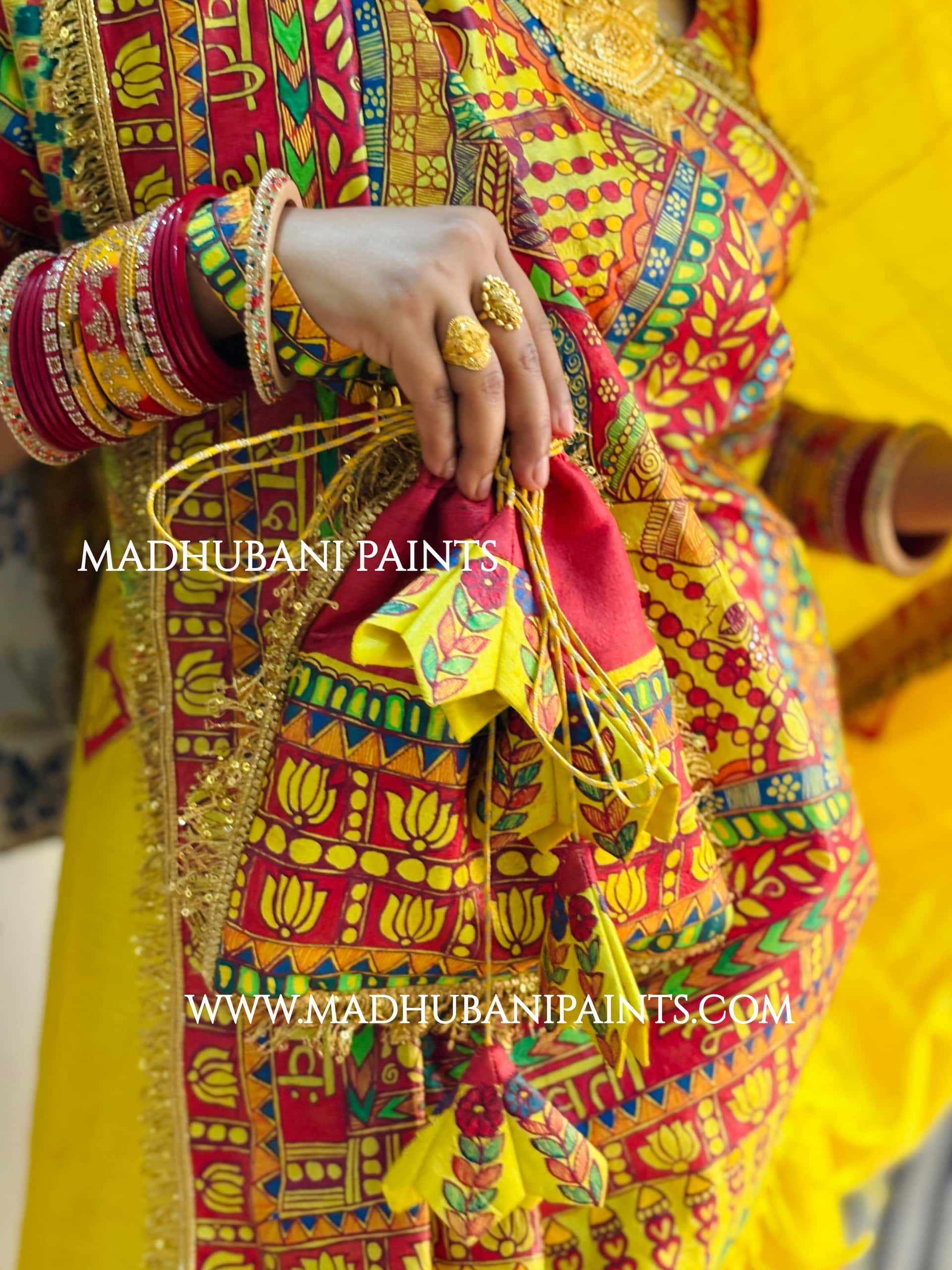MITHILA VIVAH SINDOORDAAN Hand-painted Madhubani Tussar Silk Saree Blouse Set — image 8 of 9