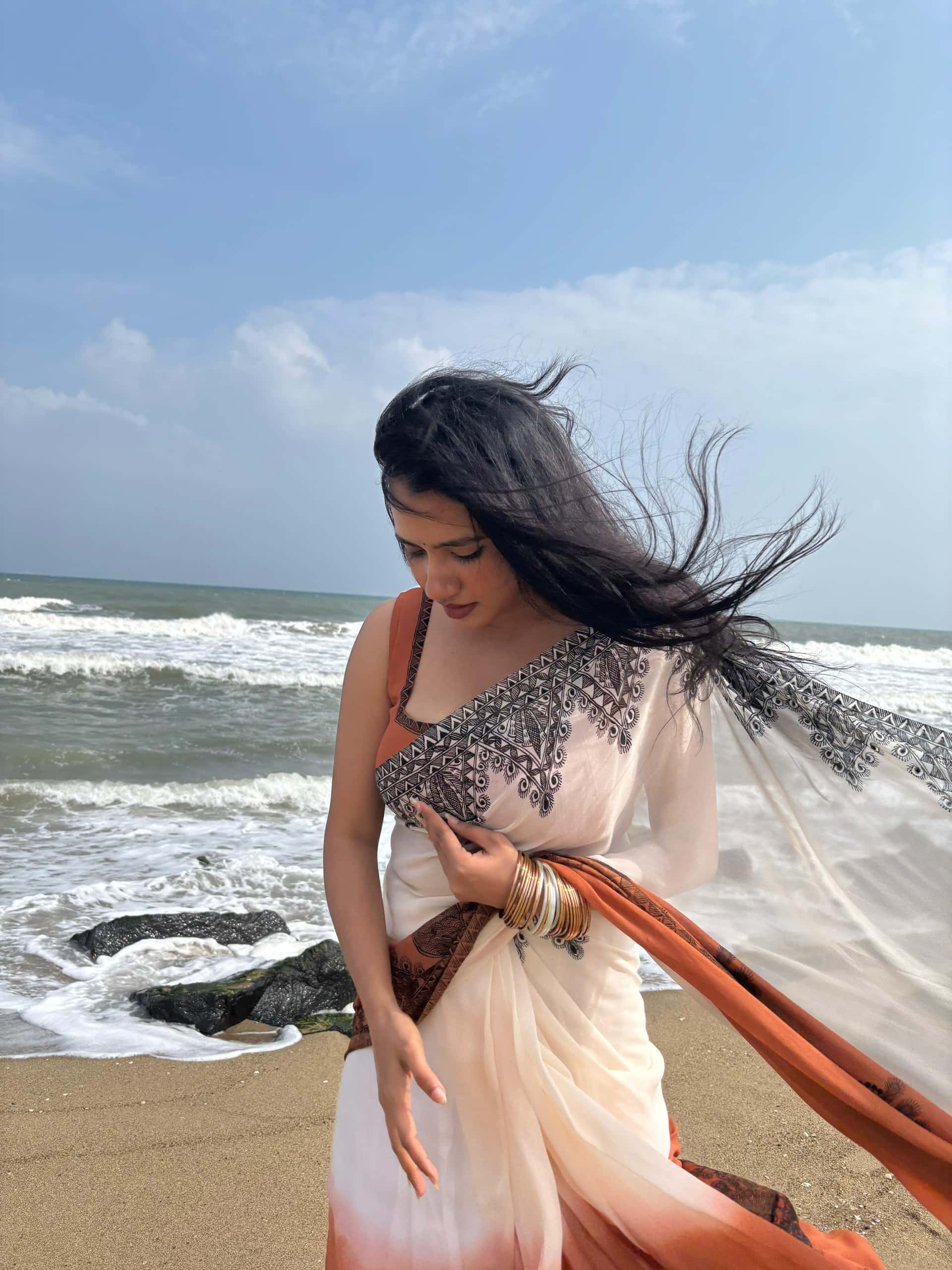 KASTURI Handpainted Madhubani Georgette Saree — image 2 of 8
