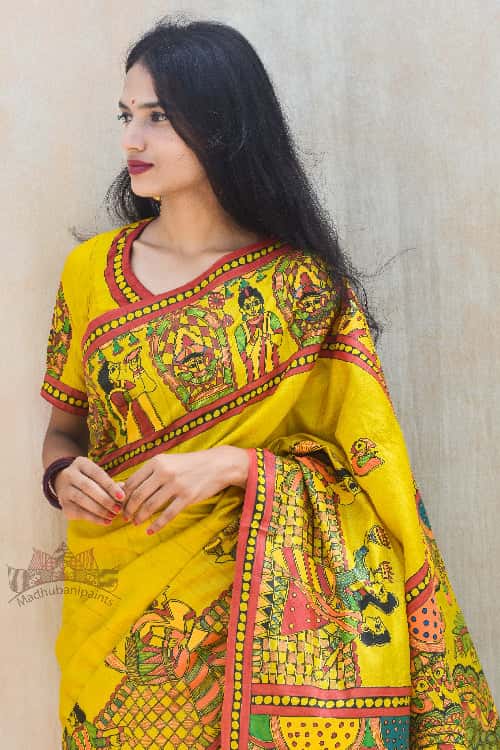 'DIVYANI' Handpainted Madhubani  Tussar Silk Blouse — image 3 of 4