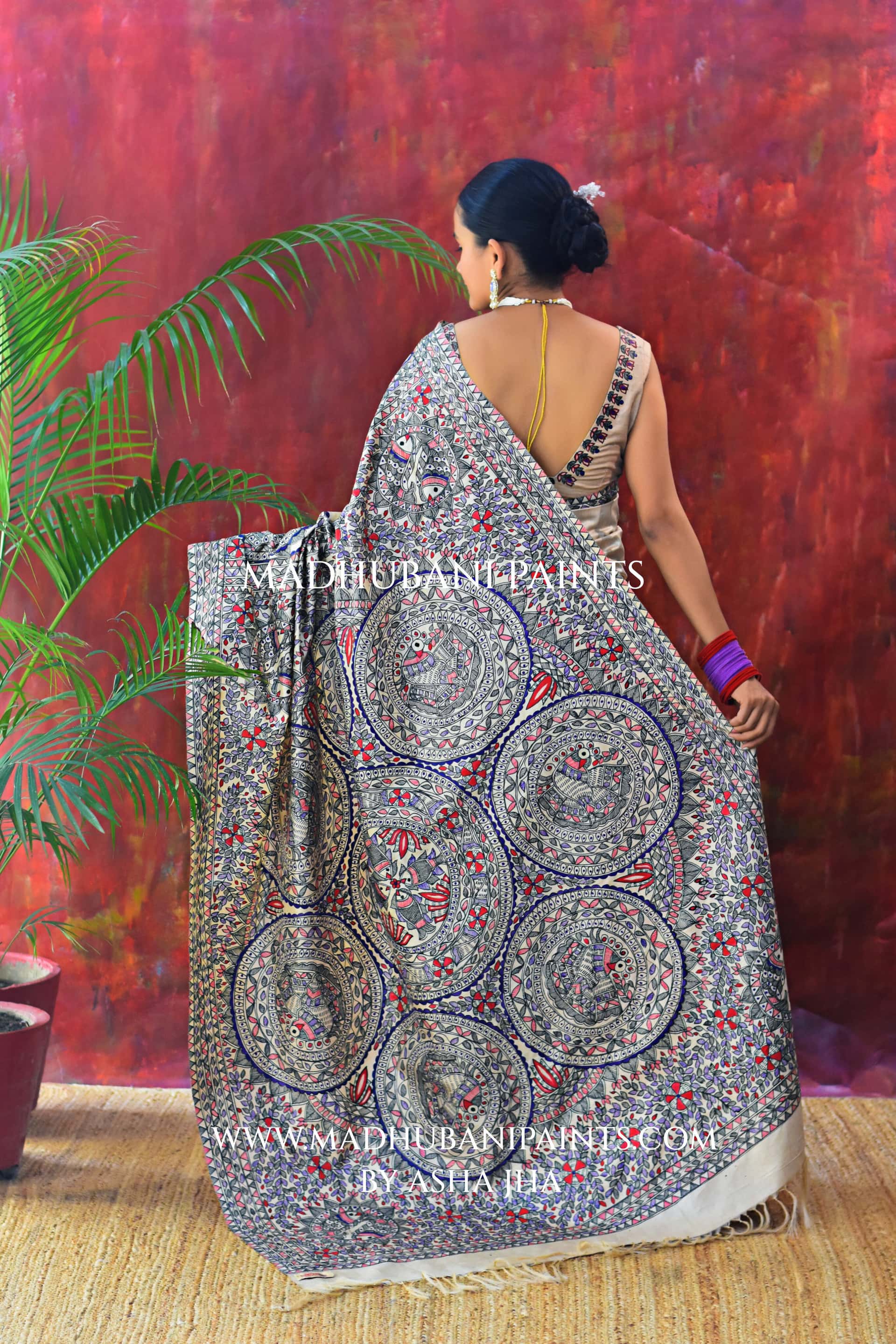 MITHILA Handpainted Madhubani Saree — image 6 of 9