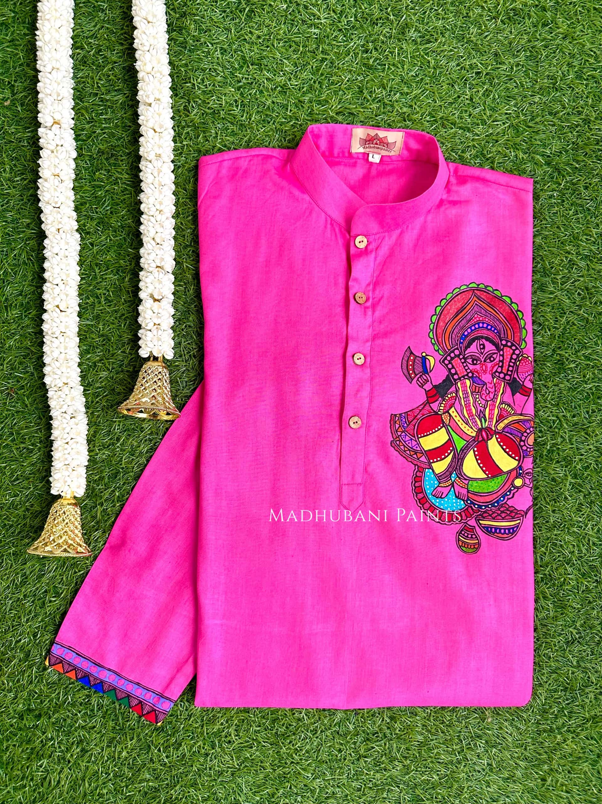 PADMANABHA SAHODARI Hand-painted Handloom Men's Cotton Kurta — image 2 of 4