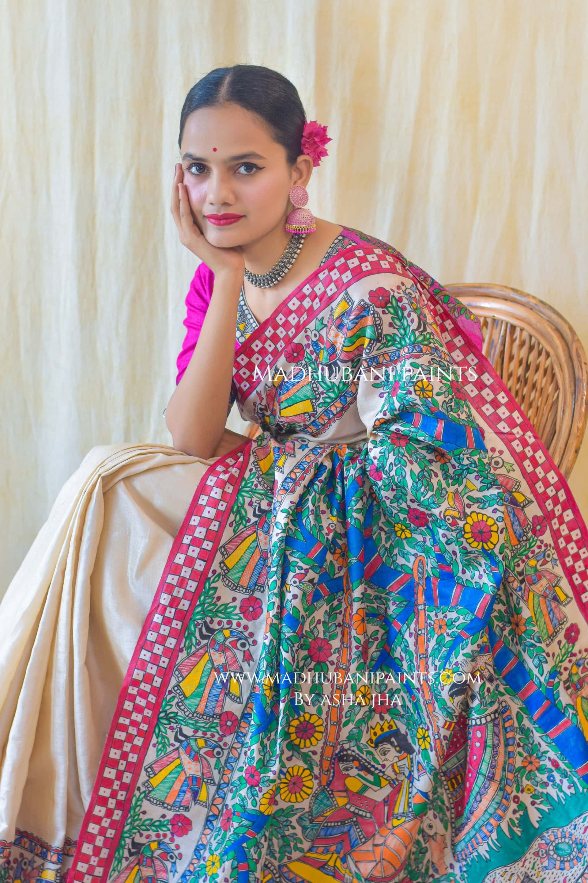 MADHURIMA Hand-painted Madhubani Tussar Silk Blouse — image 5 of 6