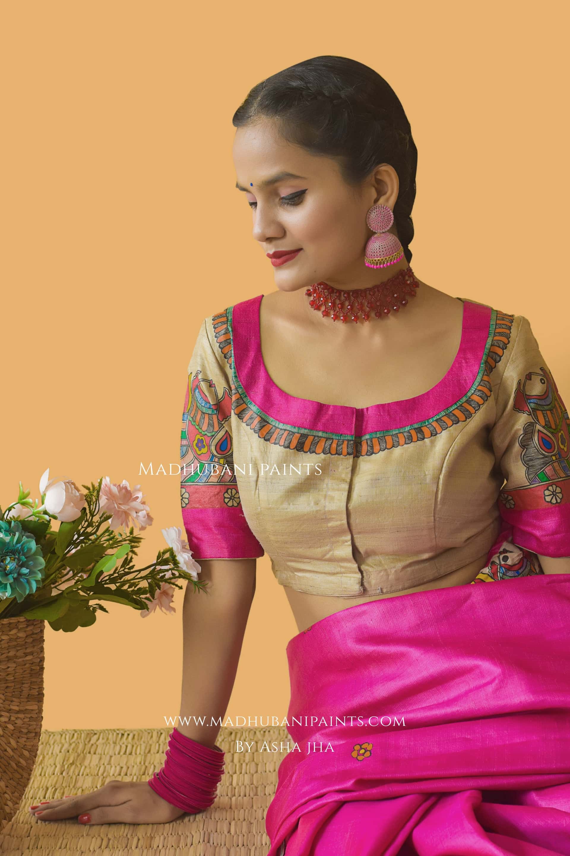 PAVAN VIVAAH Hand-painted Madhubani Tussar Silk Blouse — image 2 of 7