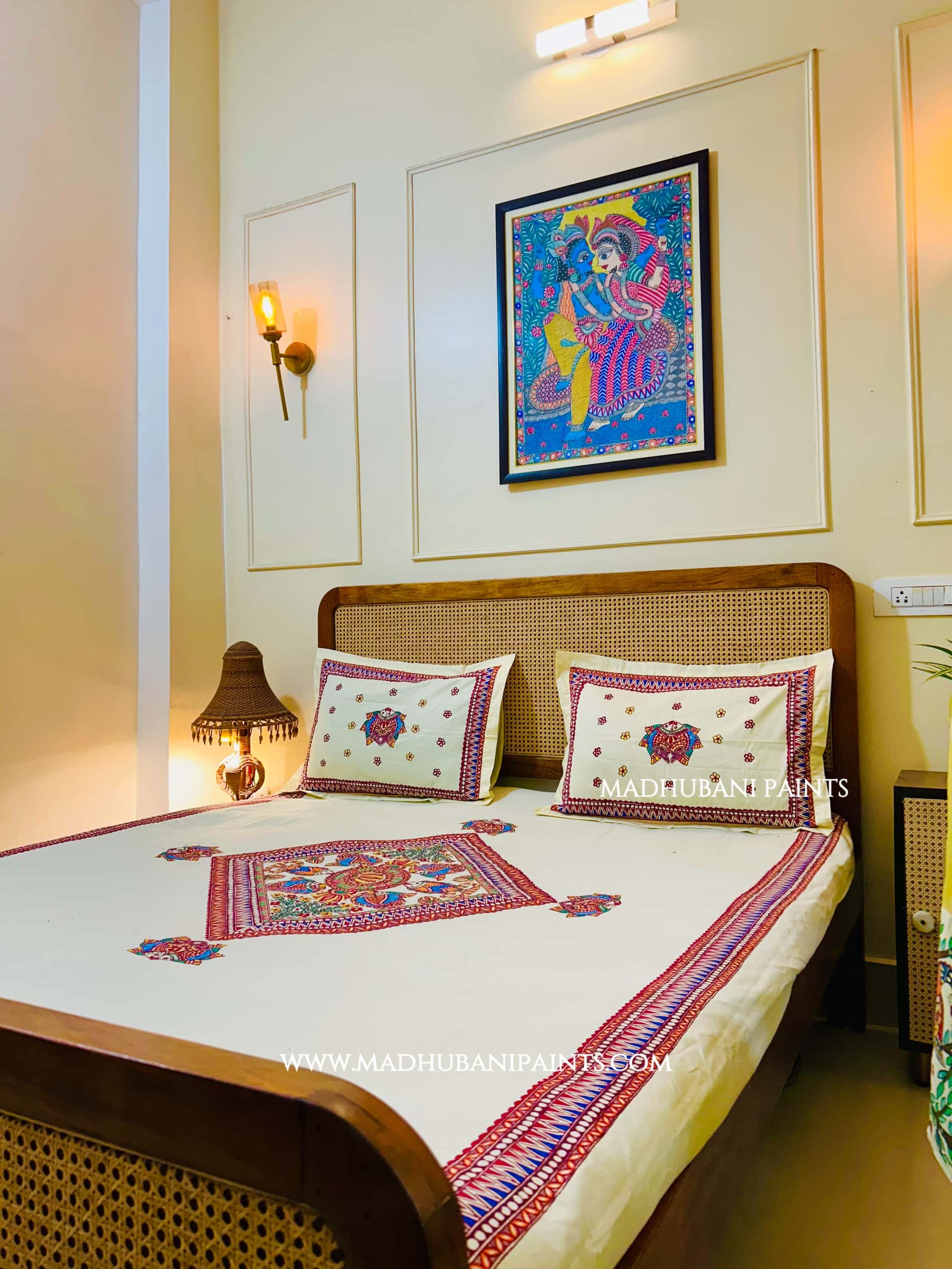 MATSYA JAAL Hand-painted Bedsheet With Pillow Cover — image 6 of 7