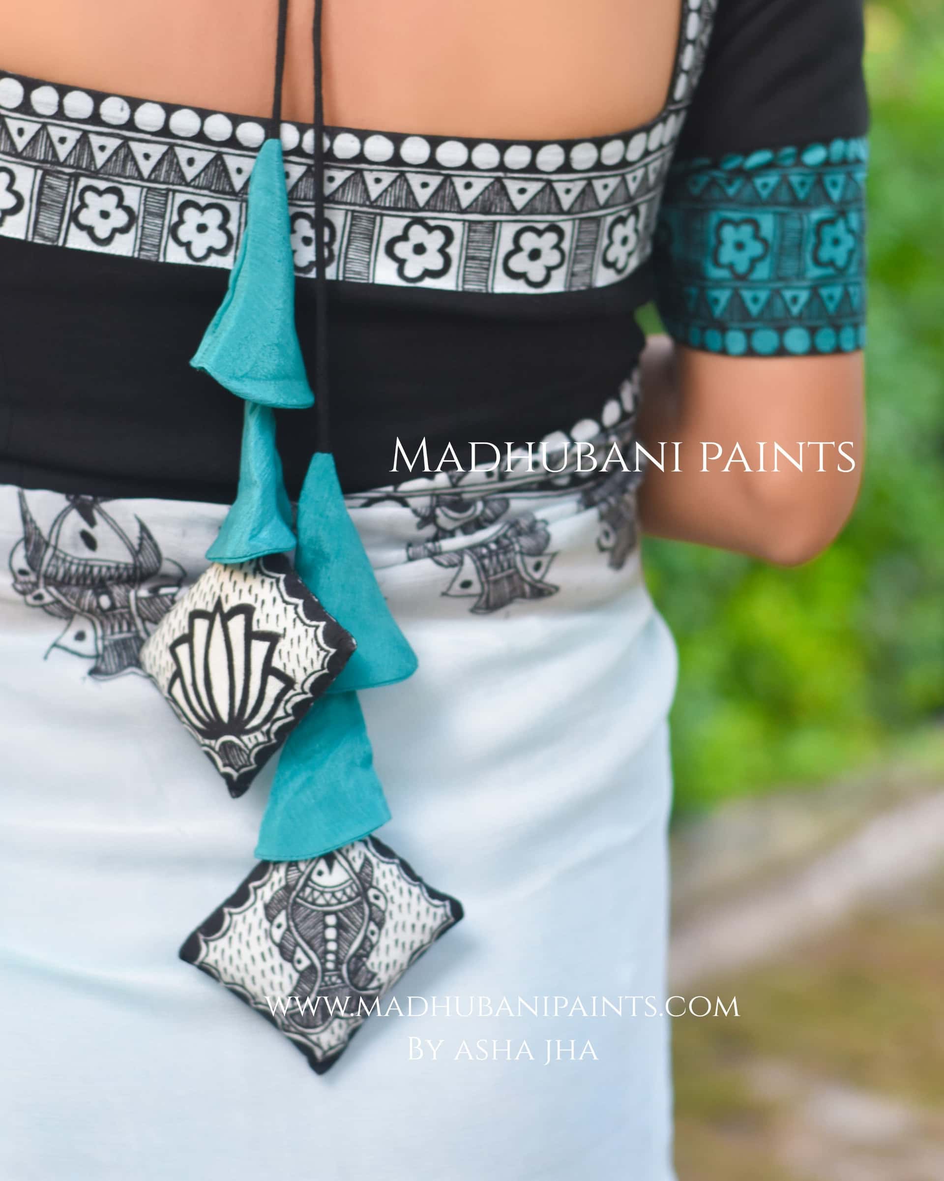 Neel Ujala Hand-painted Madhubani Chiffon Blouse — image 4 of 4