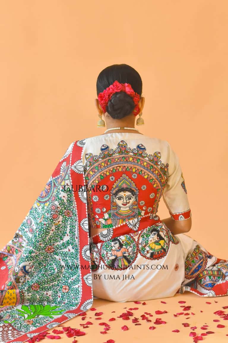 'TRIPURASUNDARI' Handpainted Madhubani Blouse — image 3 of 6