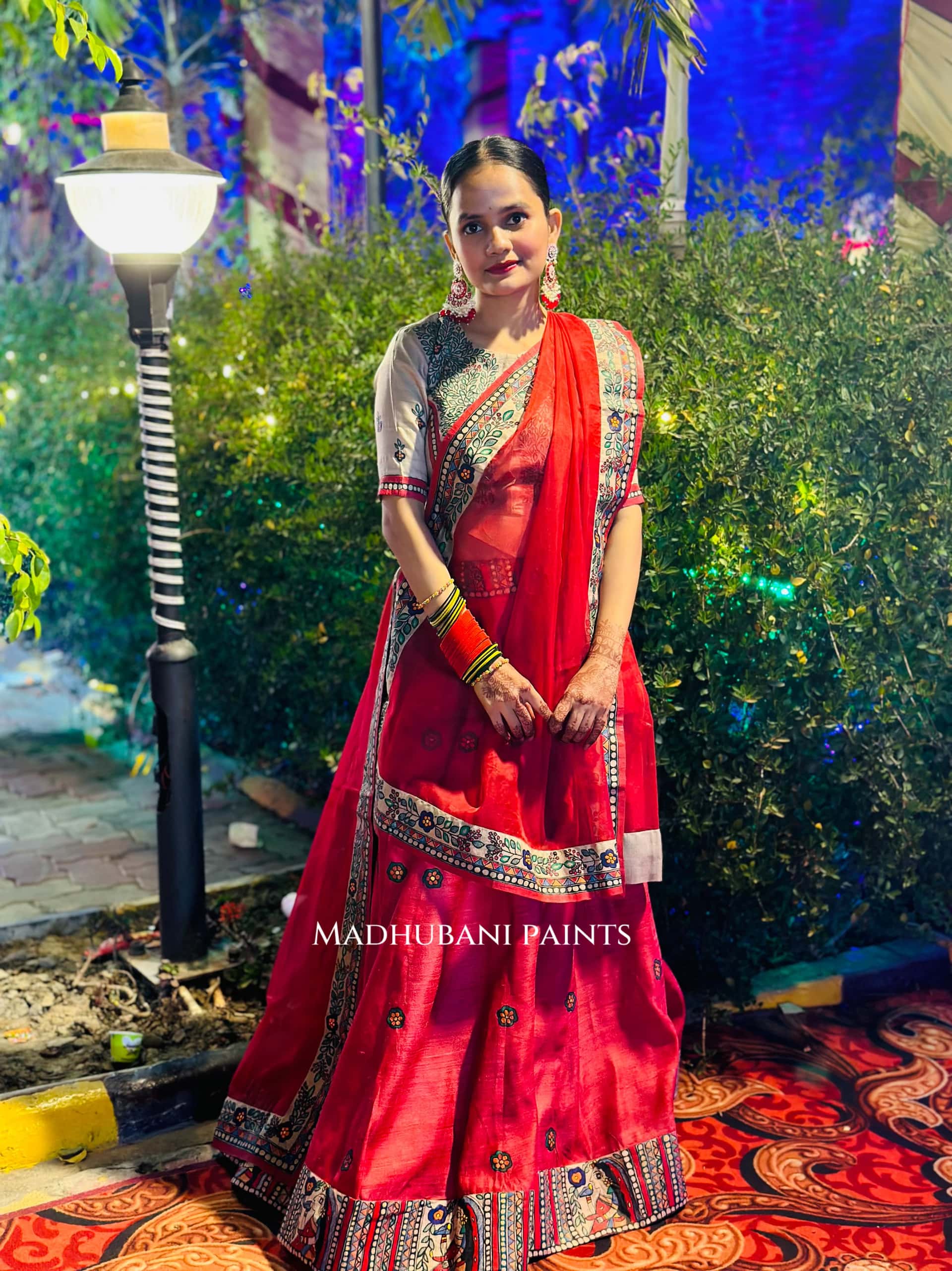 LAALIMA SANGEET Hand-painted Madhubani Lehnga — image 9 of 12