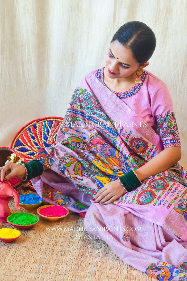 Hari Vatika Handpainted Chanderi Blouse — image 2 of 5