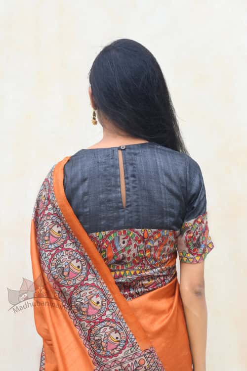 'DOLI KA HAAR' Handpainted Madhubani Tussar Silk Blouse — image 3 of 3