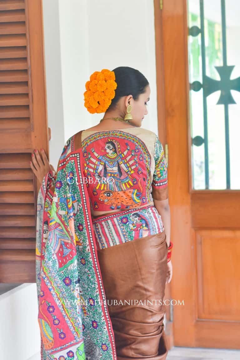 SHAMBHAVI Handpainted Madhubani Tussar Silk Blouse — image 5 of 7
