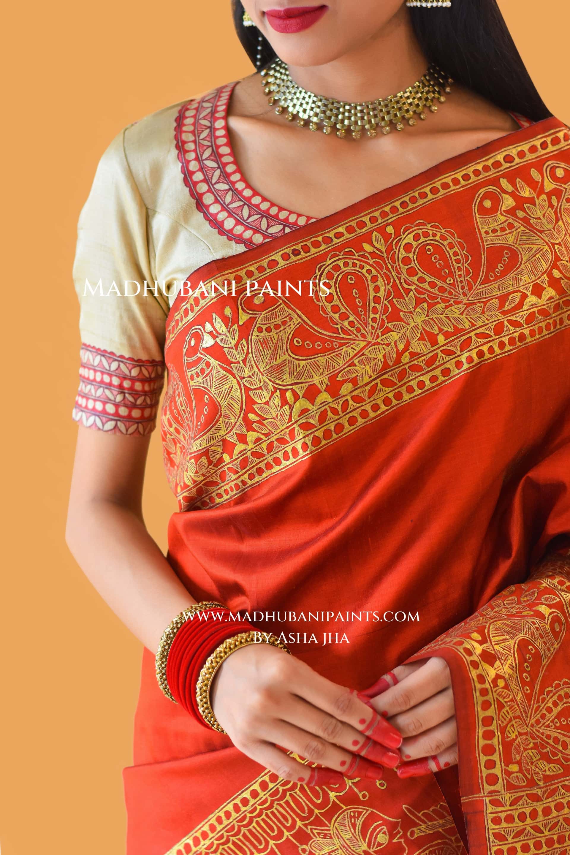 KANYADAAN Hand-painted Madhubani Bishnupuri Silk Blouse — image 10 of 13