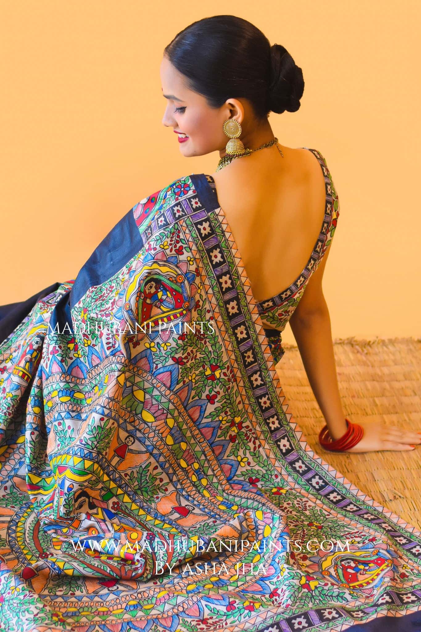GODNA DOLI Hand-painted Madhubani Saree — image 8 of 8