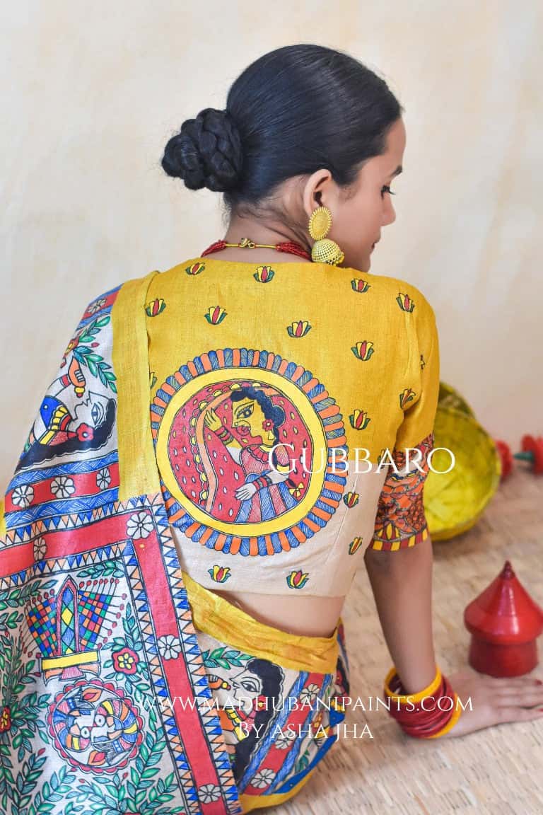 DOLI KOHBAR Handpainted Madhubani Tussar Silk Saree Blouse — image 4 of 10