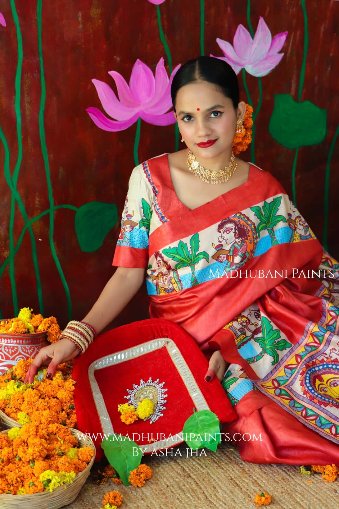 CHHATH POOJA SHAKTI Handpainted Madhubani Tussar Silk Blouse — image 3 of 4