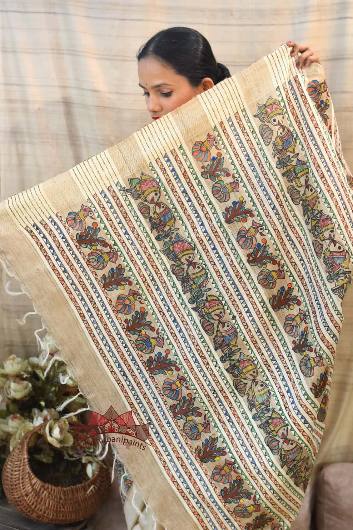 Madhubani Doli Leela Hand Painted Saree — image 3 of 4