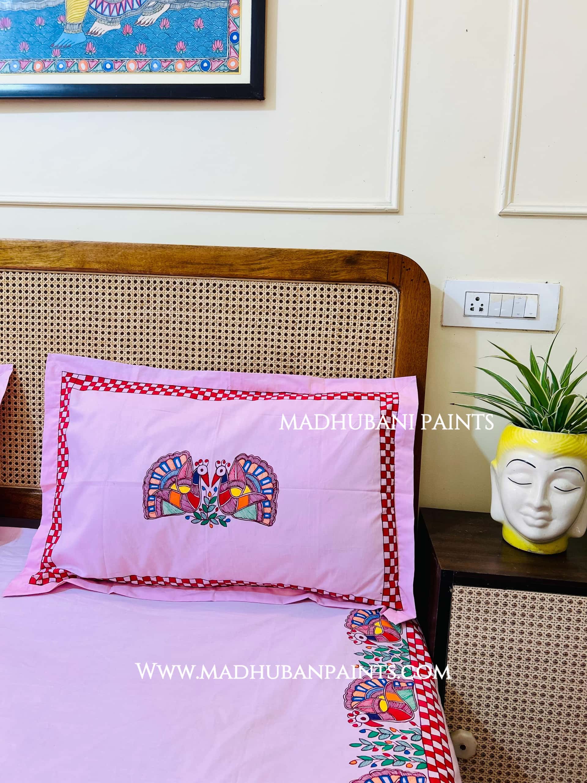 DOLI KA HAAR Hand-painted Bedsheet With Pillow Cover — image 4 of 6