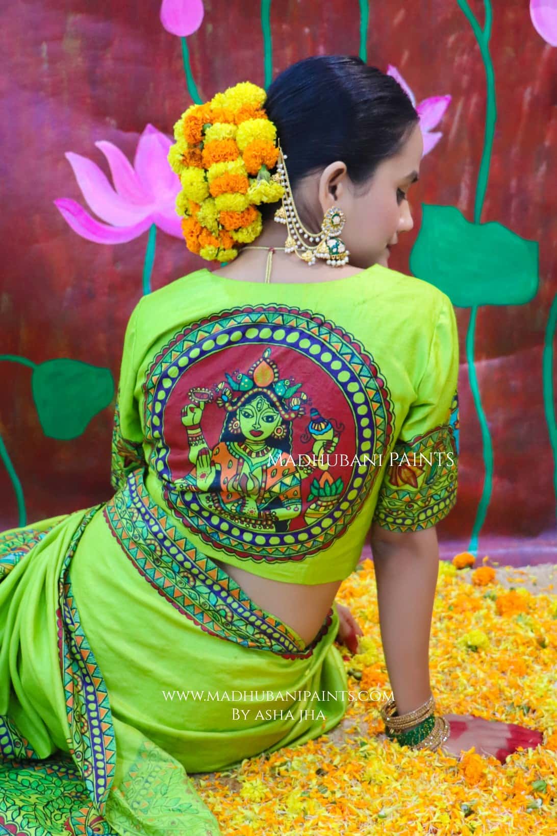 'SANSKRITI' Handpainted Madhubani Tussar Silk Blouse — image 3 of 5