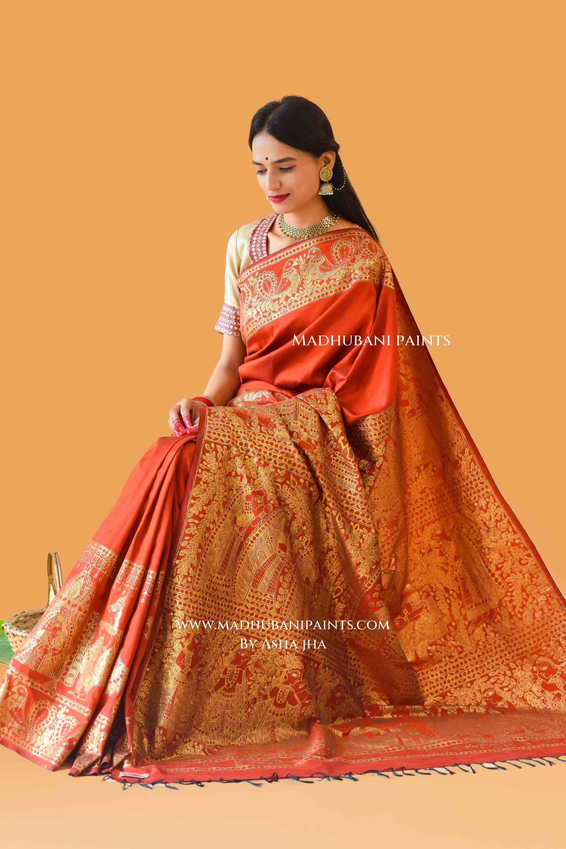 KANYADAAN Hand-painted Madhubani Bishnupuri Silk Saree — image 7 of 8
