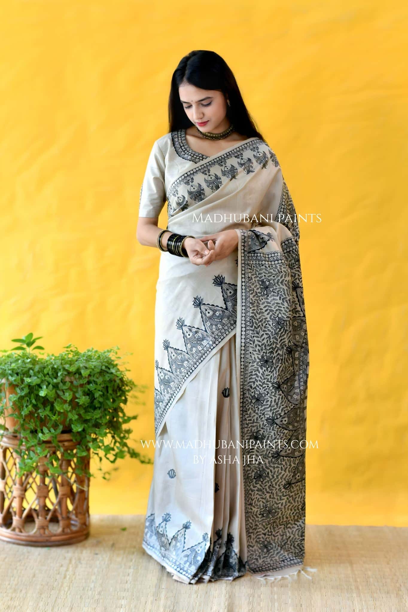 KAMAL MANDALI Hand-painted Madhubani Tussar Silk Saree — image 7 of 7